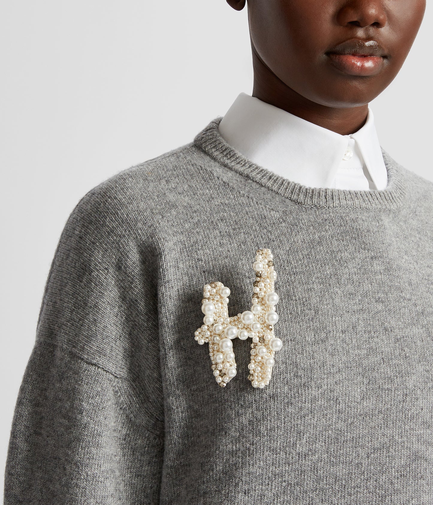 Pearl Alphabet Brooch H