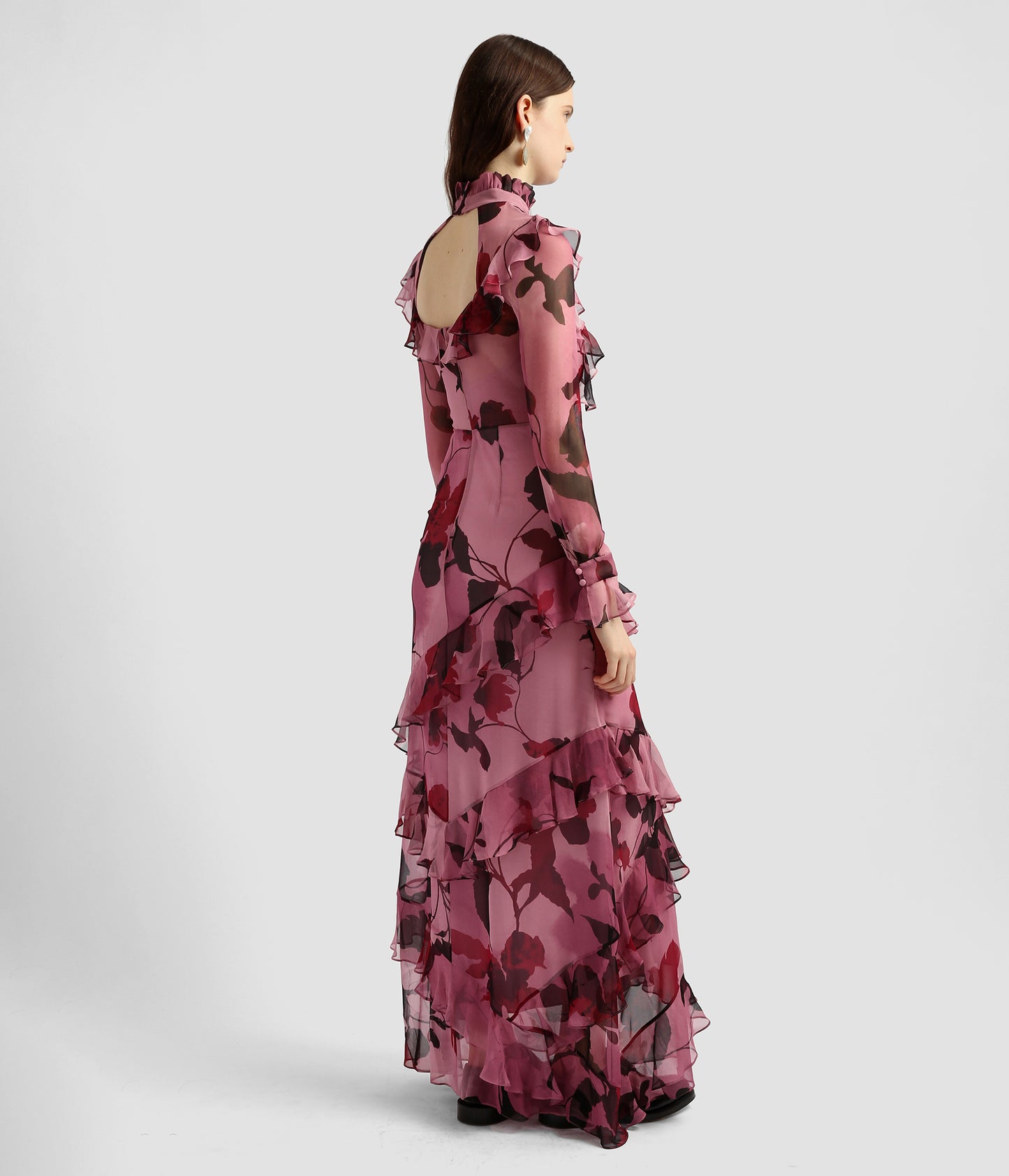 Long Sleeve Ruffle Detail Gown