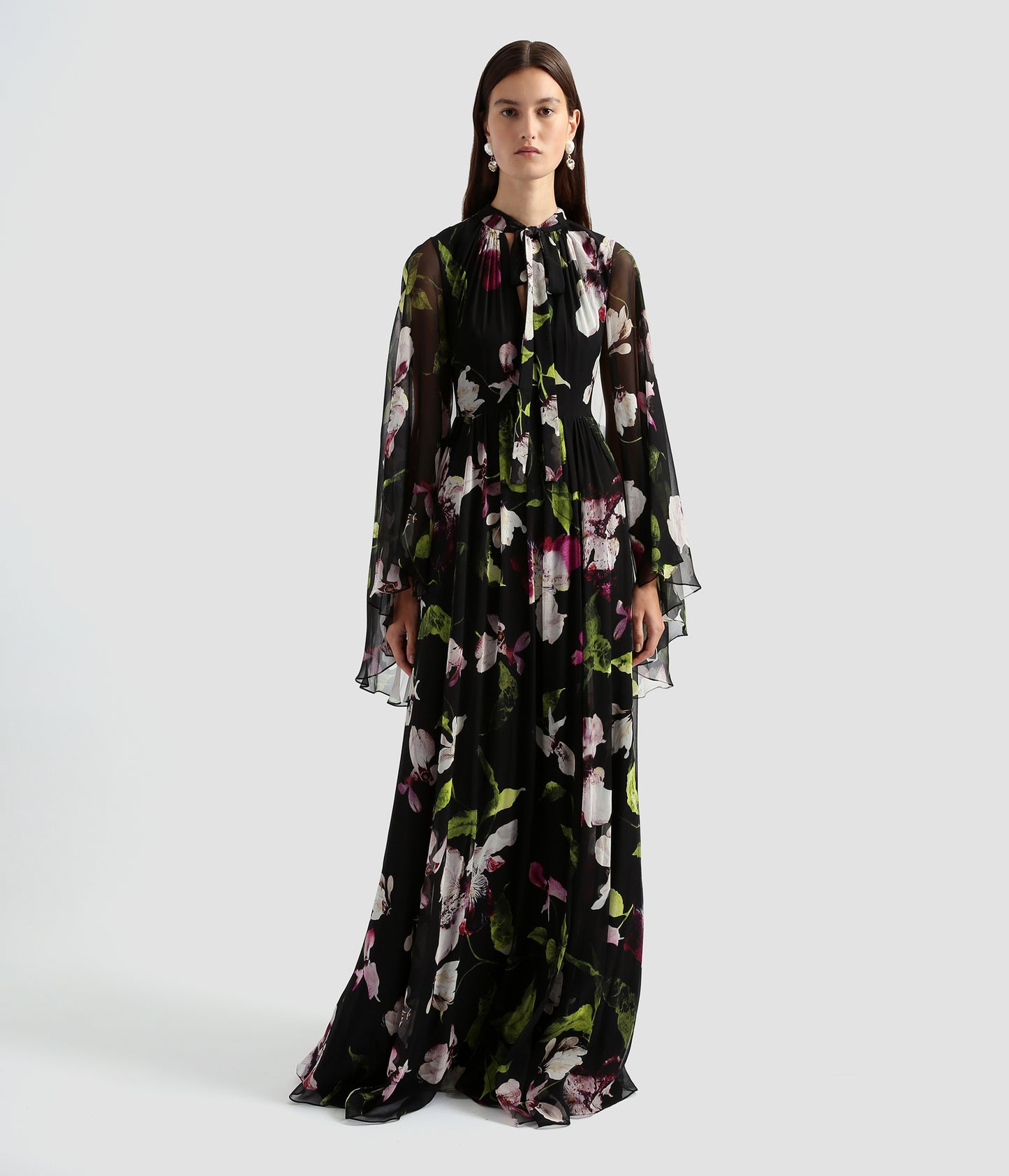 Long Sleeve Cape Effect Gown