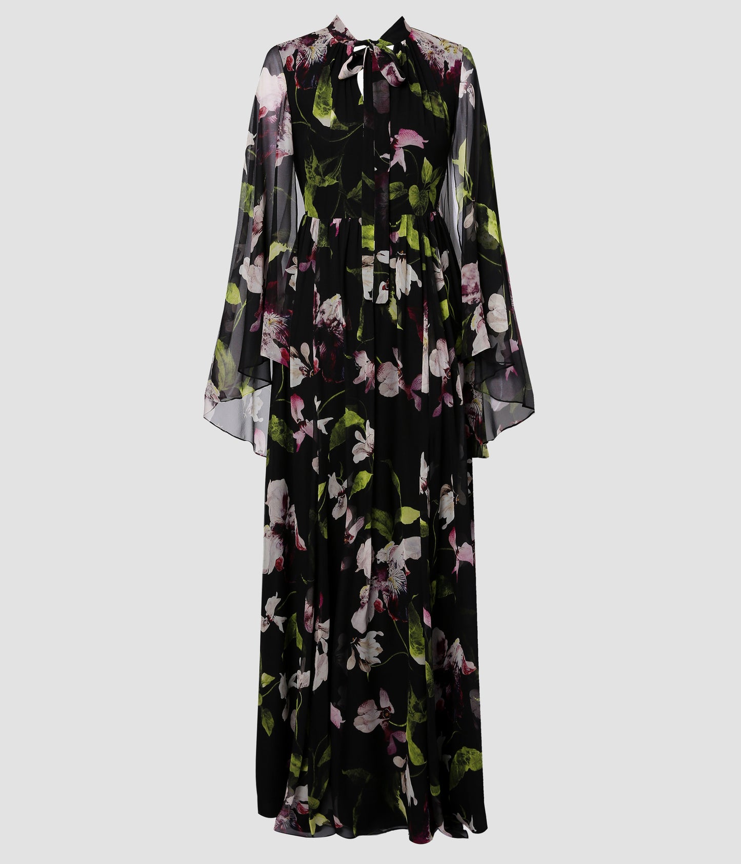 Long Sleeve Cape Effect Gown