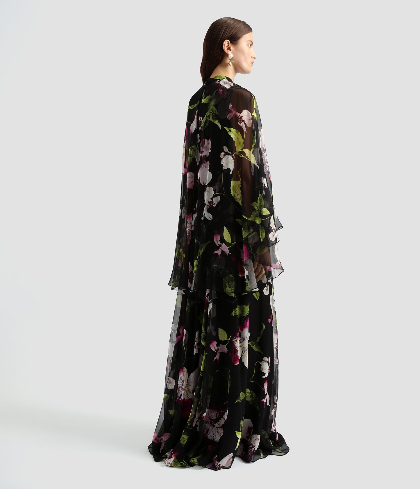 Long Sleeve Cape Effect Gown