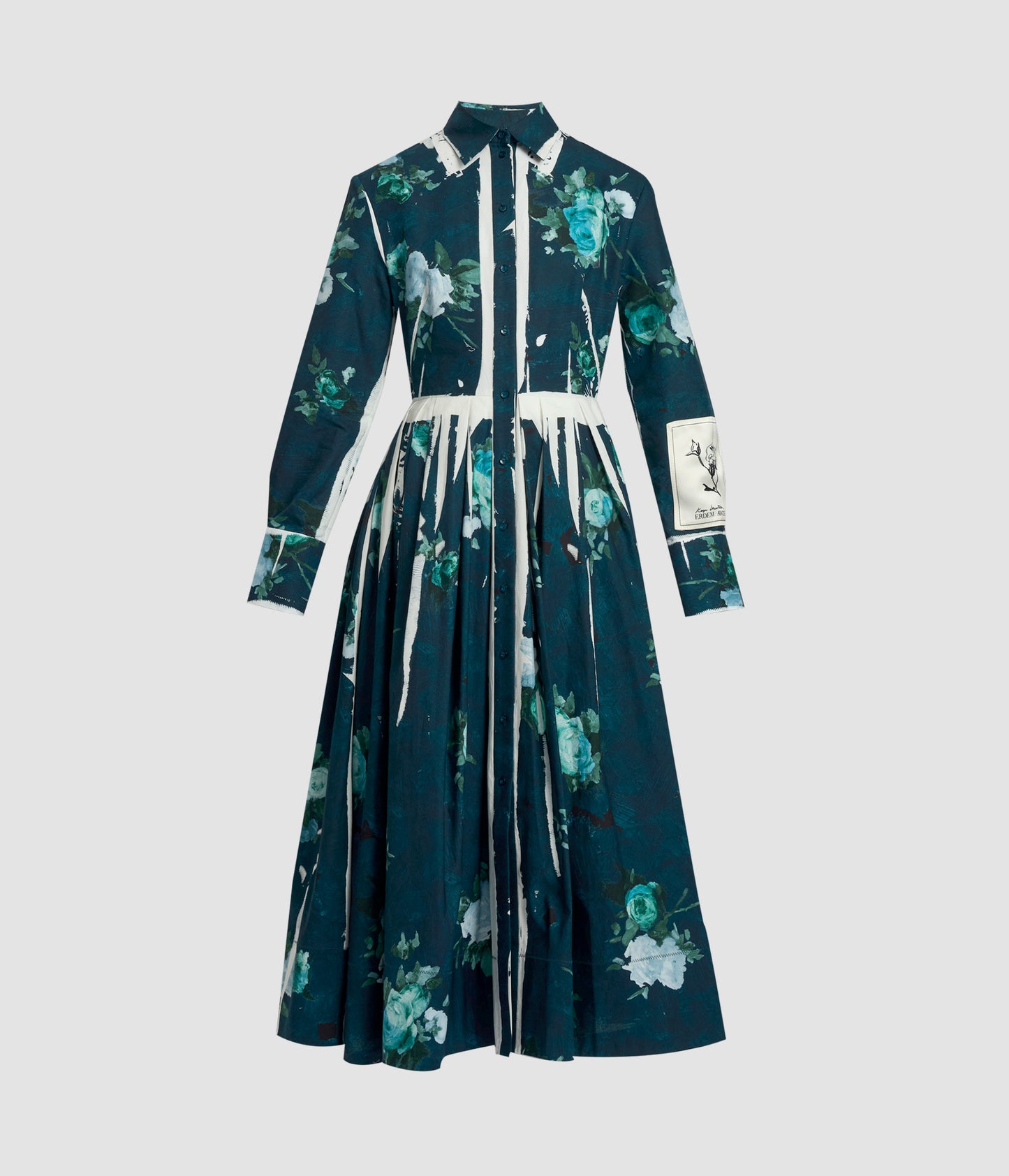 Floral Print Cotton Faille Shirt Dress