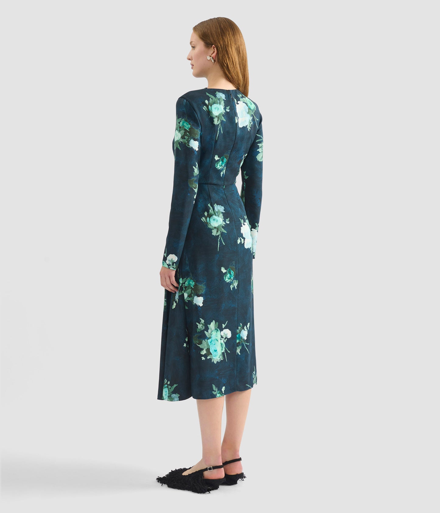 Long Sleeve Draped Midi Dress