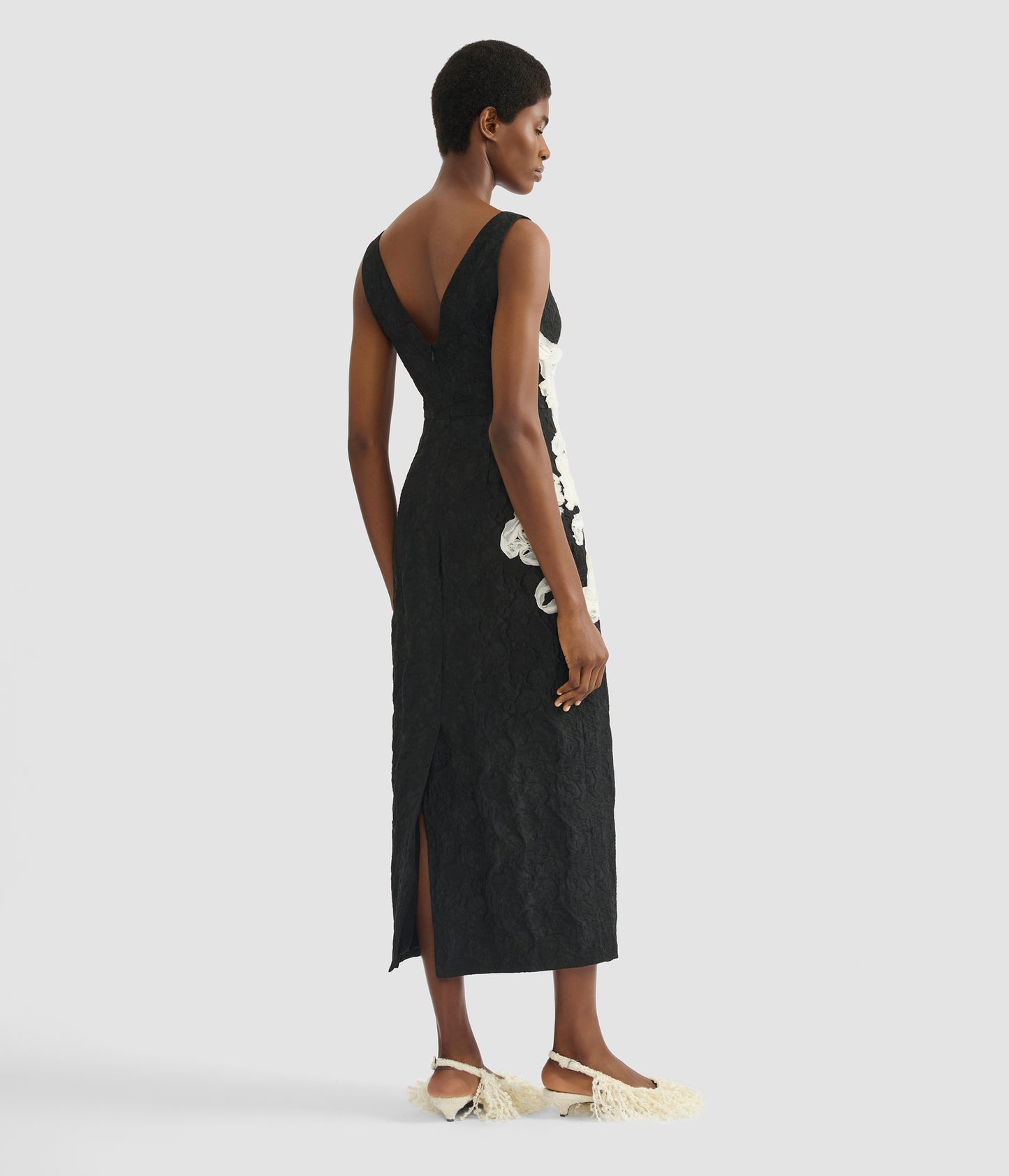 Embroidered Jacquard Midi Dress