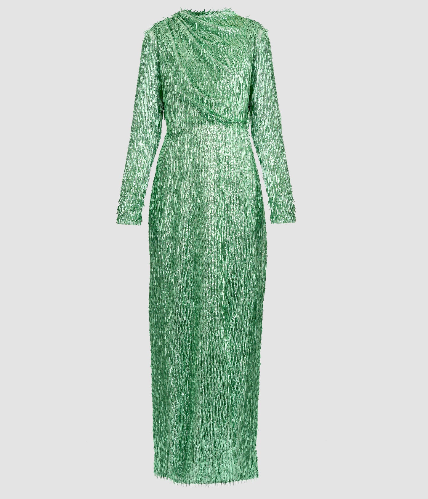 Bugle Sequin Long Sleeve Gown