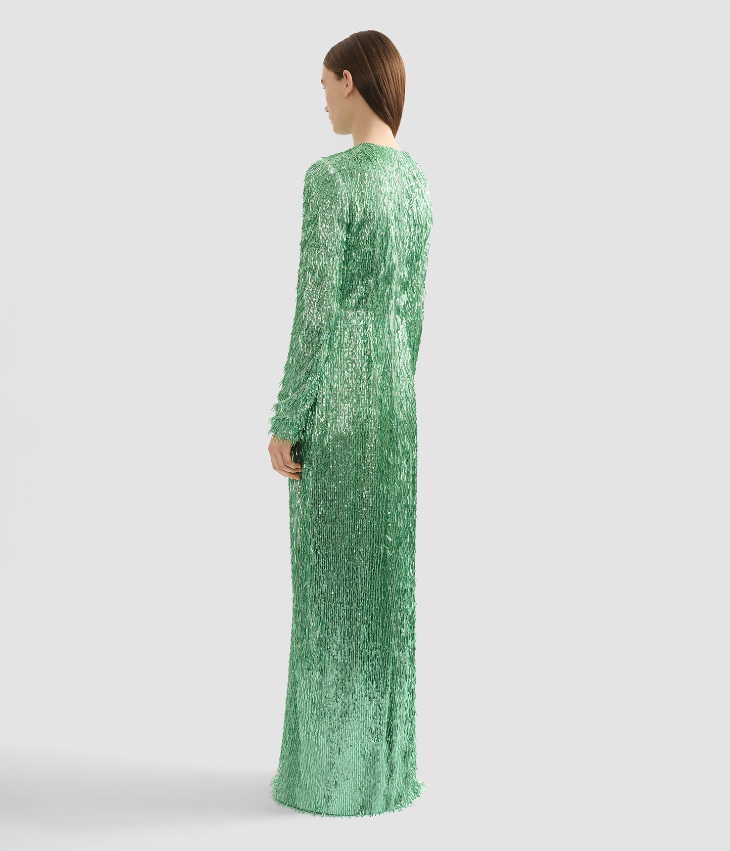 Bugle Sequin Long Sleeve Gown