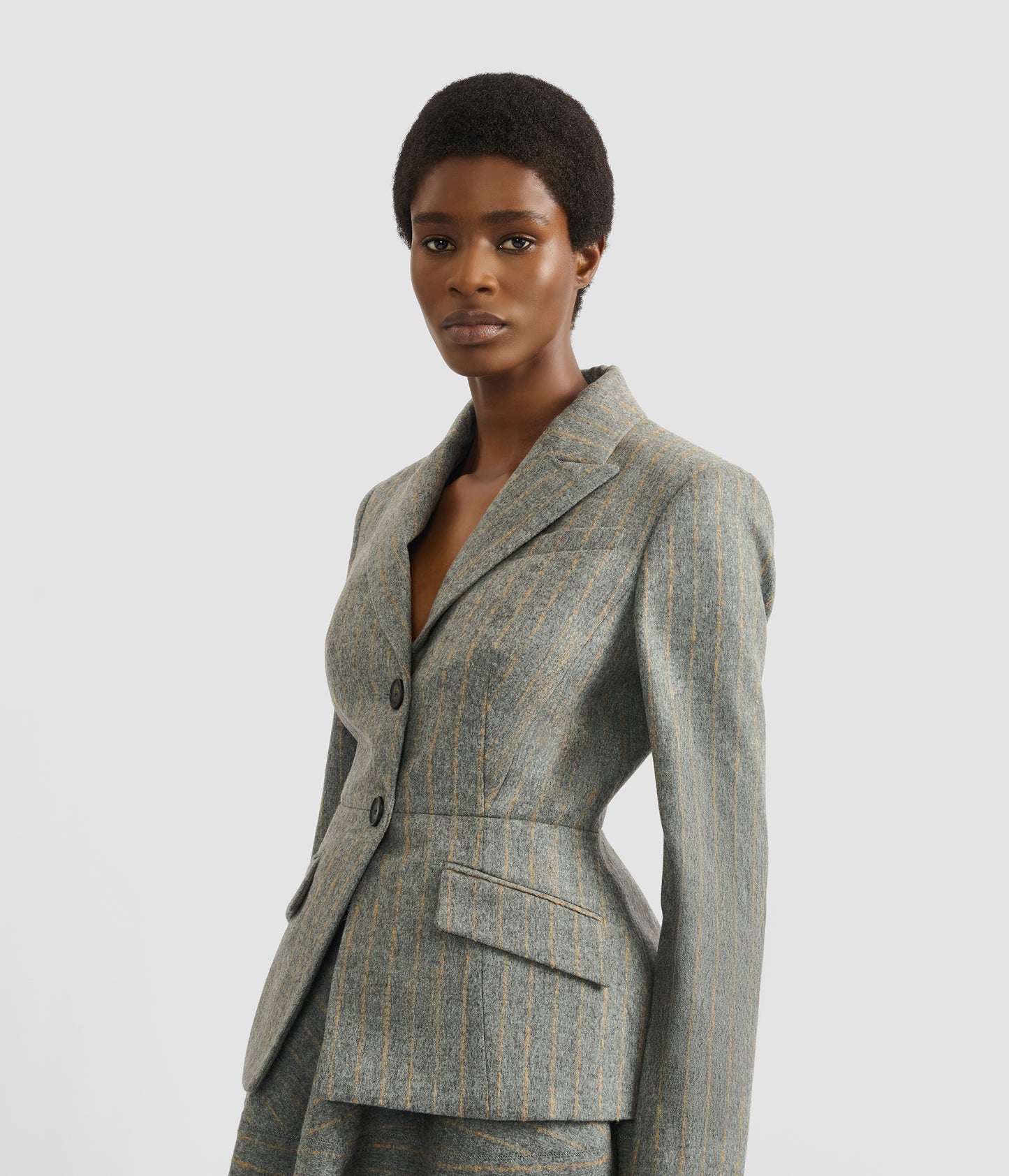 Pinstripe Fitted Blazer
