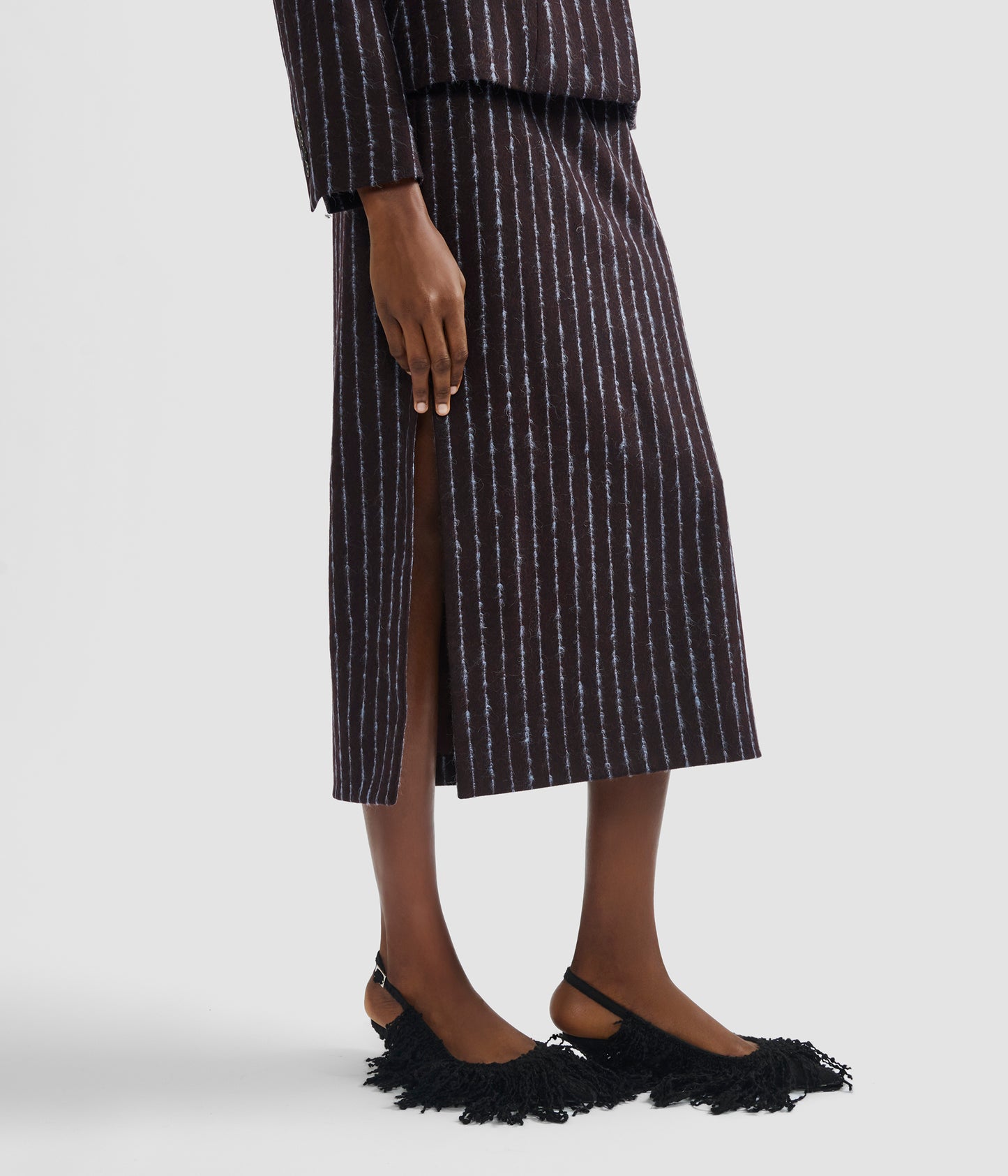 Pinstripe Full Length Pencil Skirt