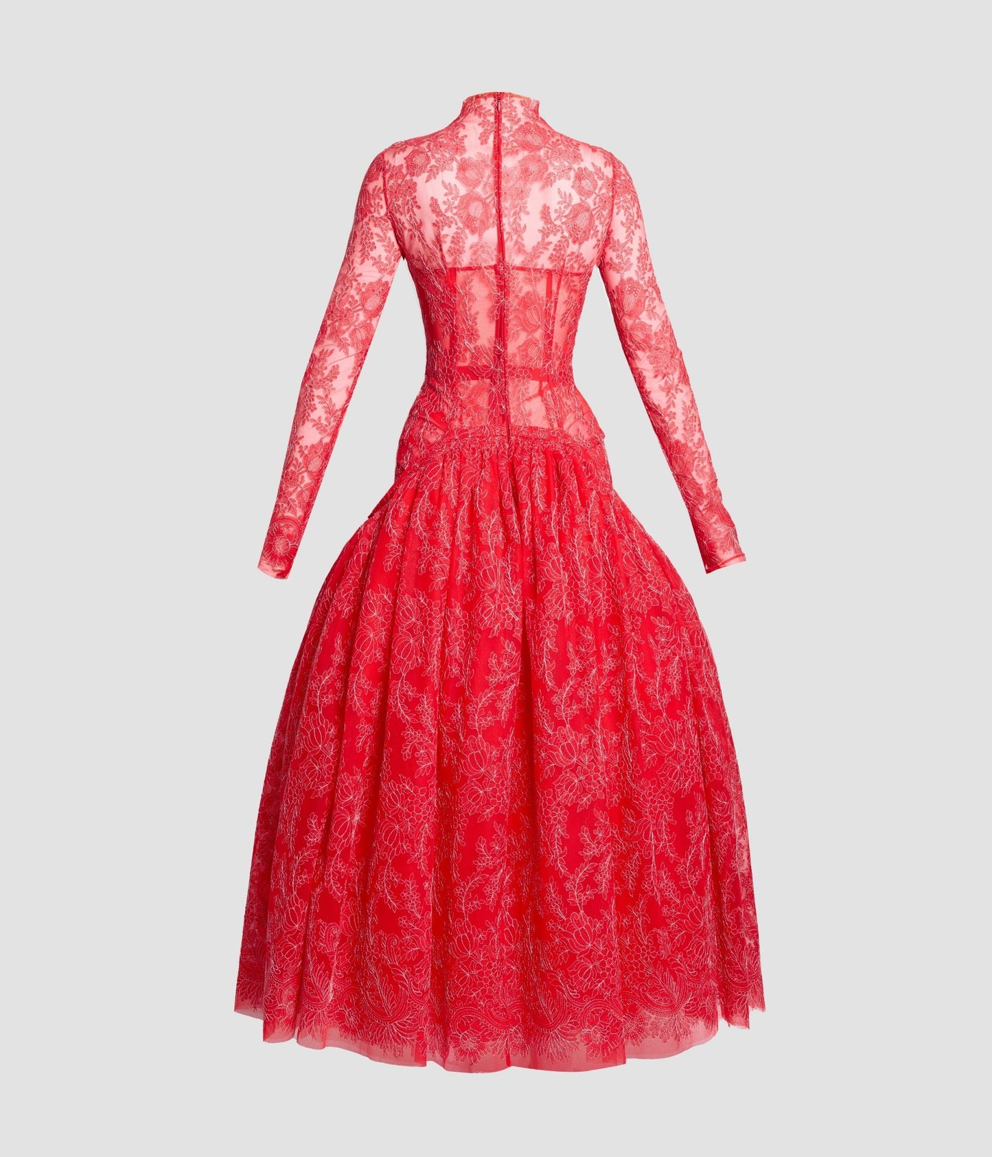 Floral Lace Tulle Sleeveless Midi Dress