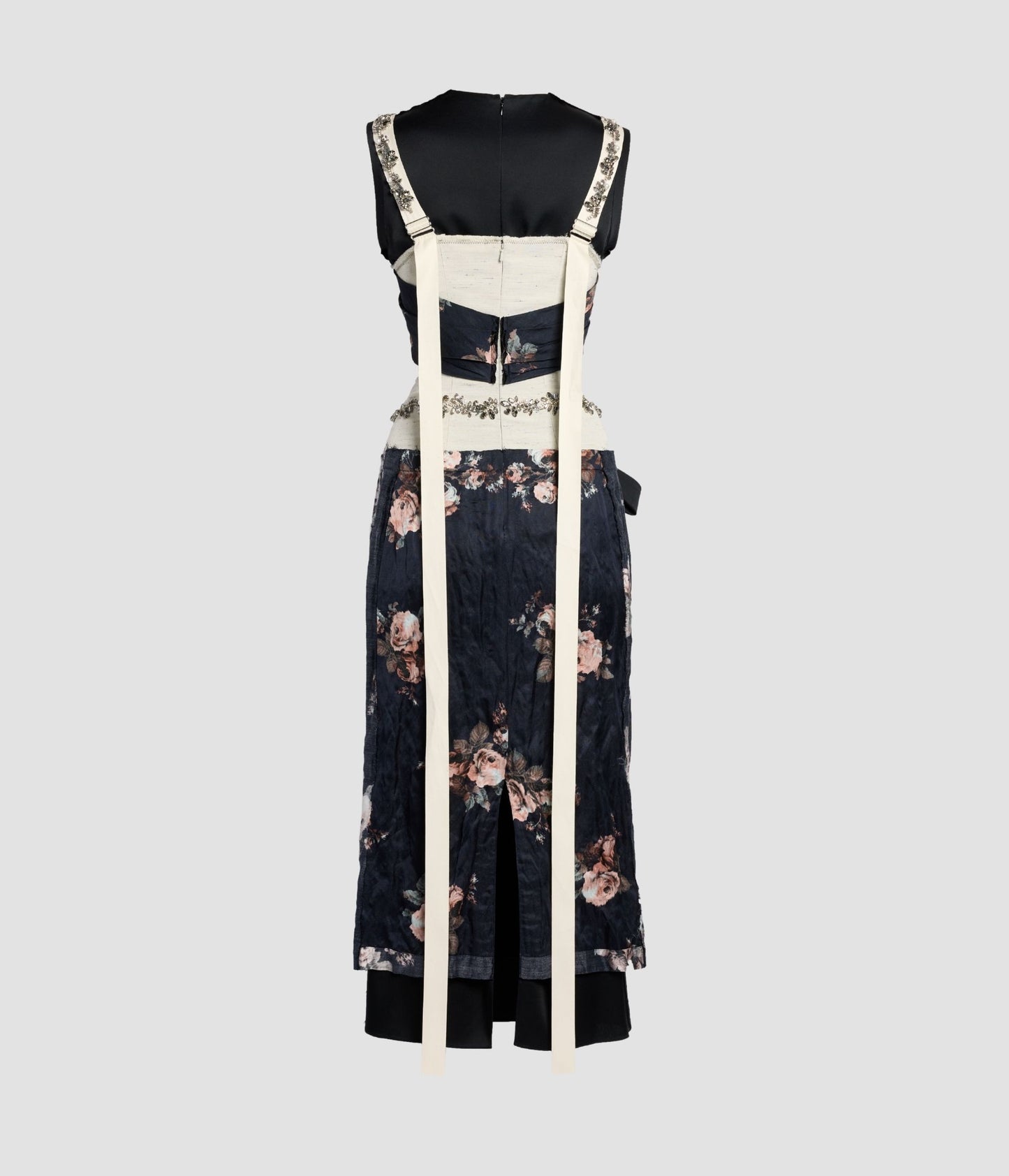 Embroidered Cady Sleeveless Midi Dress
