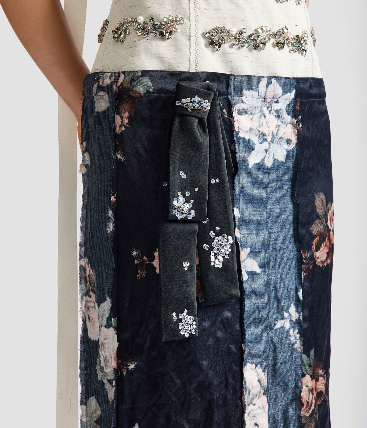Embroidered Cady Sleeveless Midi Dress