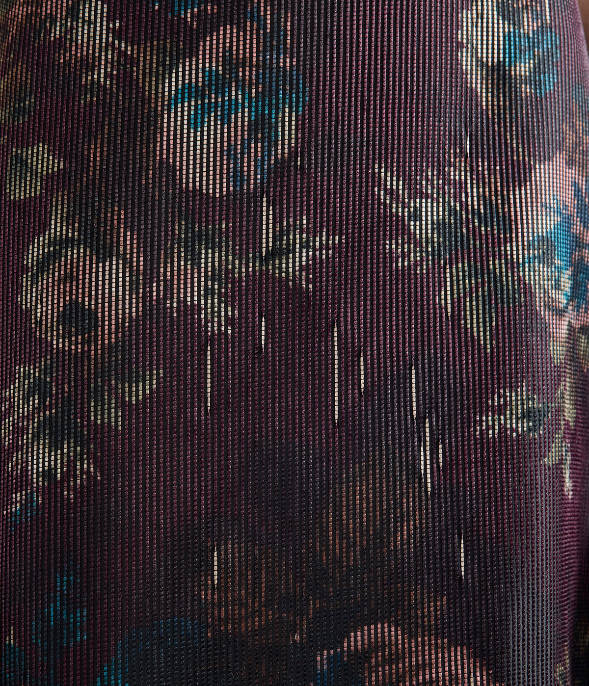 Floral Fringe Jacquard Sleeveless Midi Dress