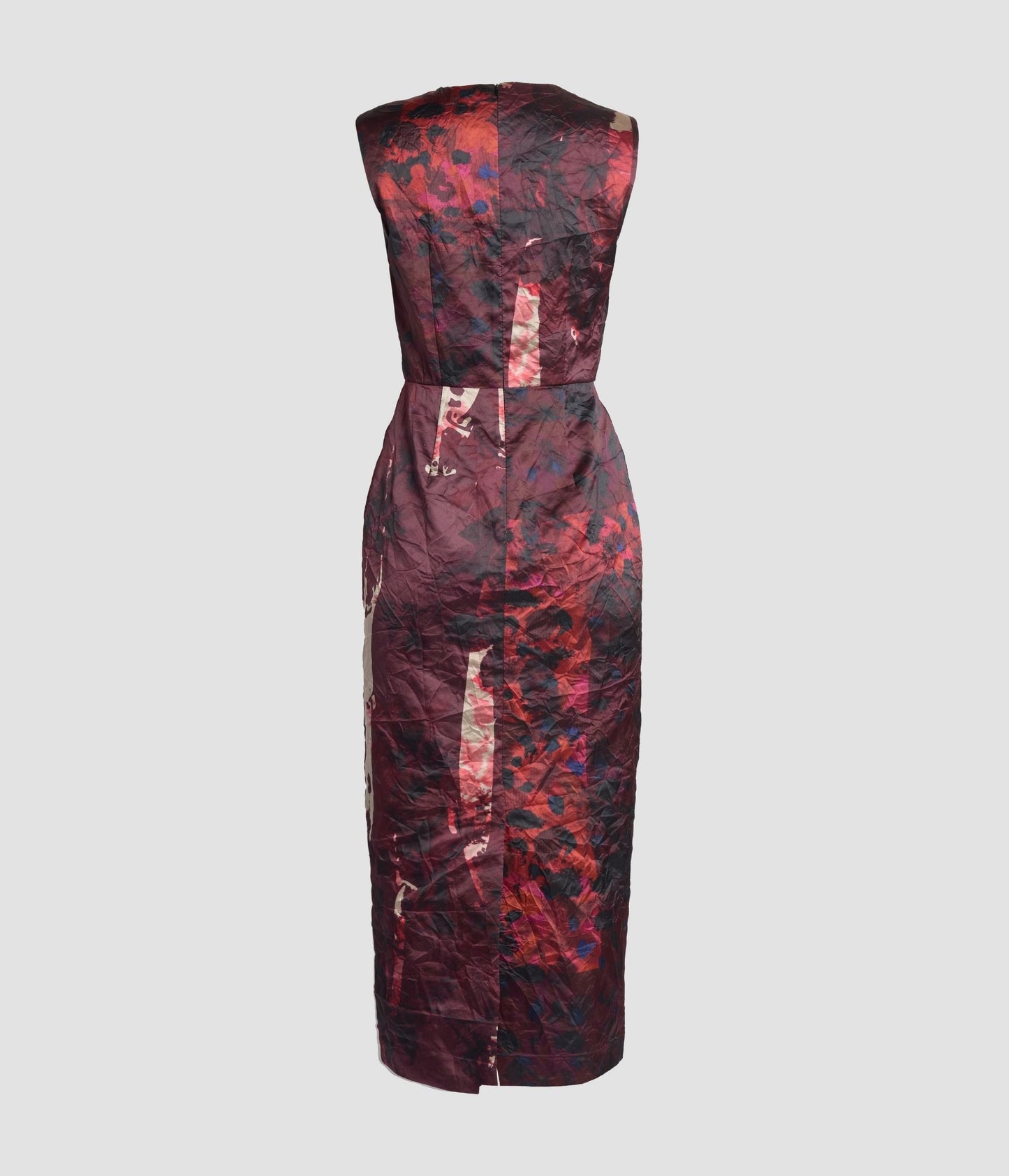 Textured Satin Sleeveless Midi Dress