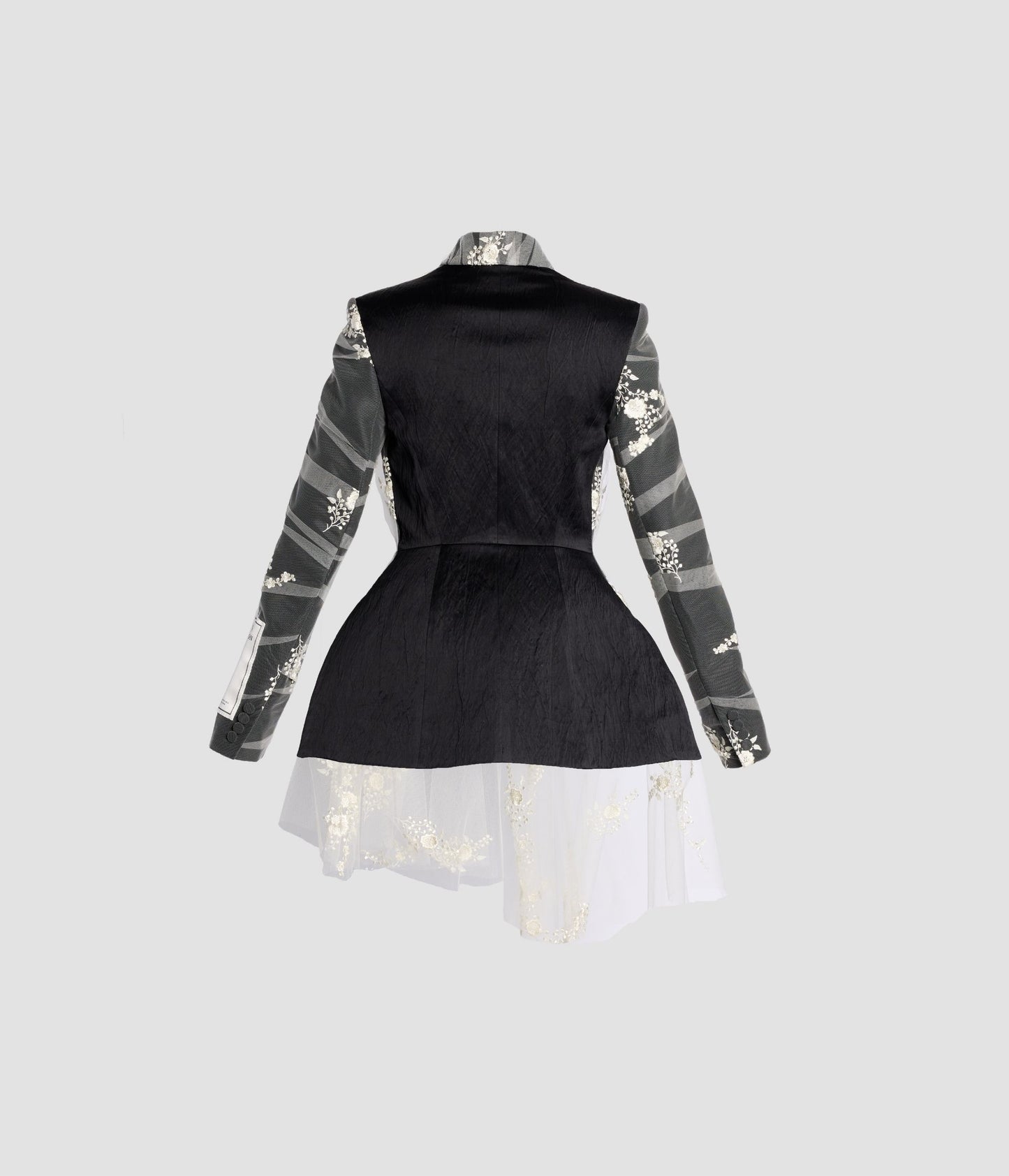 Embroidered Tulle Single Breasted Fitted Blazer