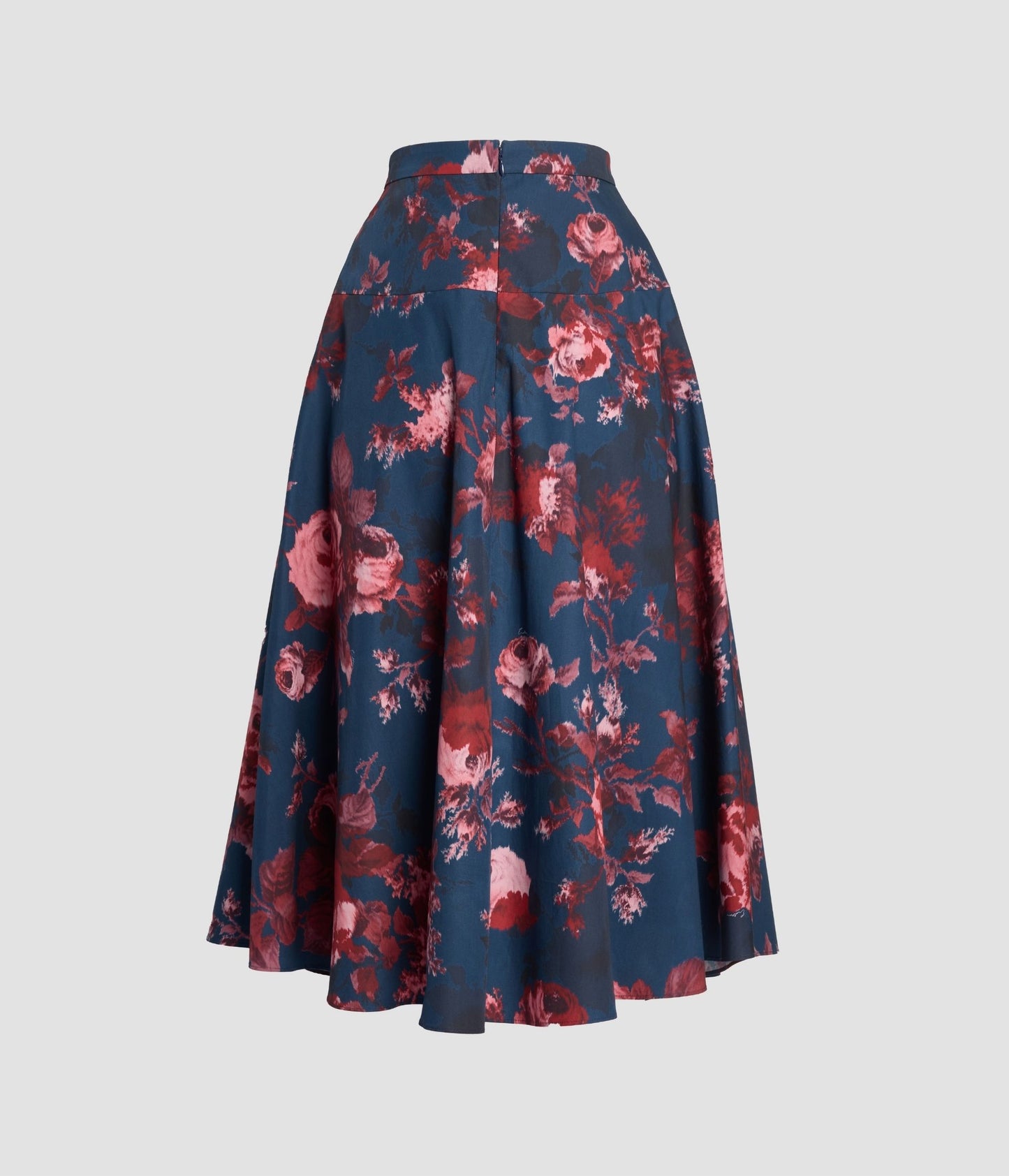 Floral Cotton Poplin A-Line Midi Skirt