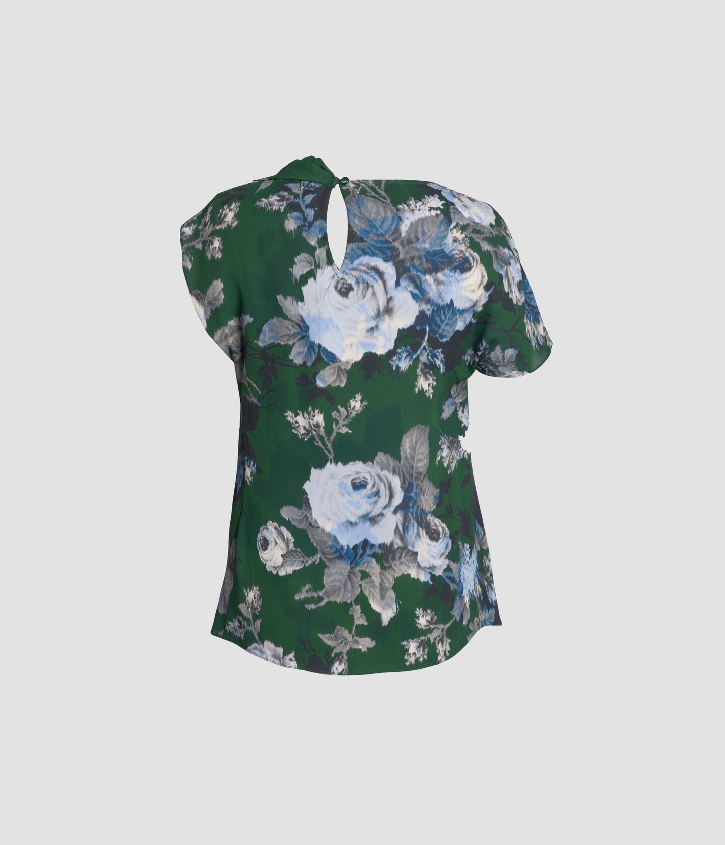 Floral Crepe Short Sleeve Draped Top