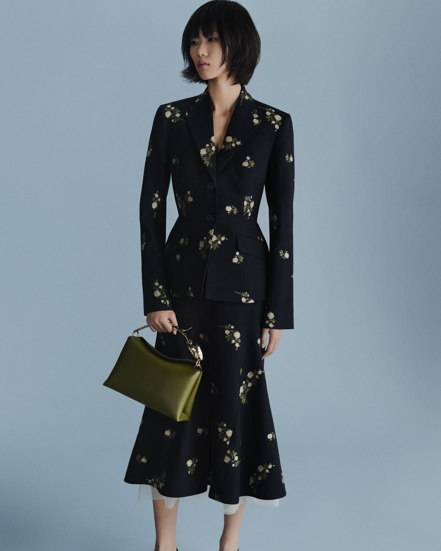 Floral Jacquard Pencil Skirt