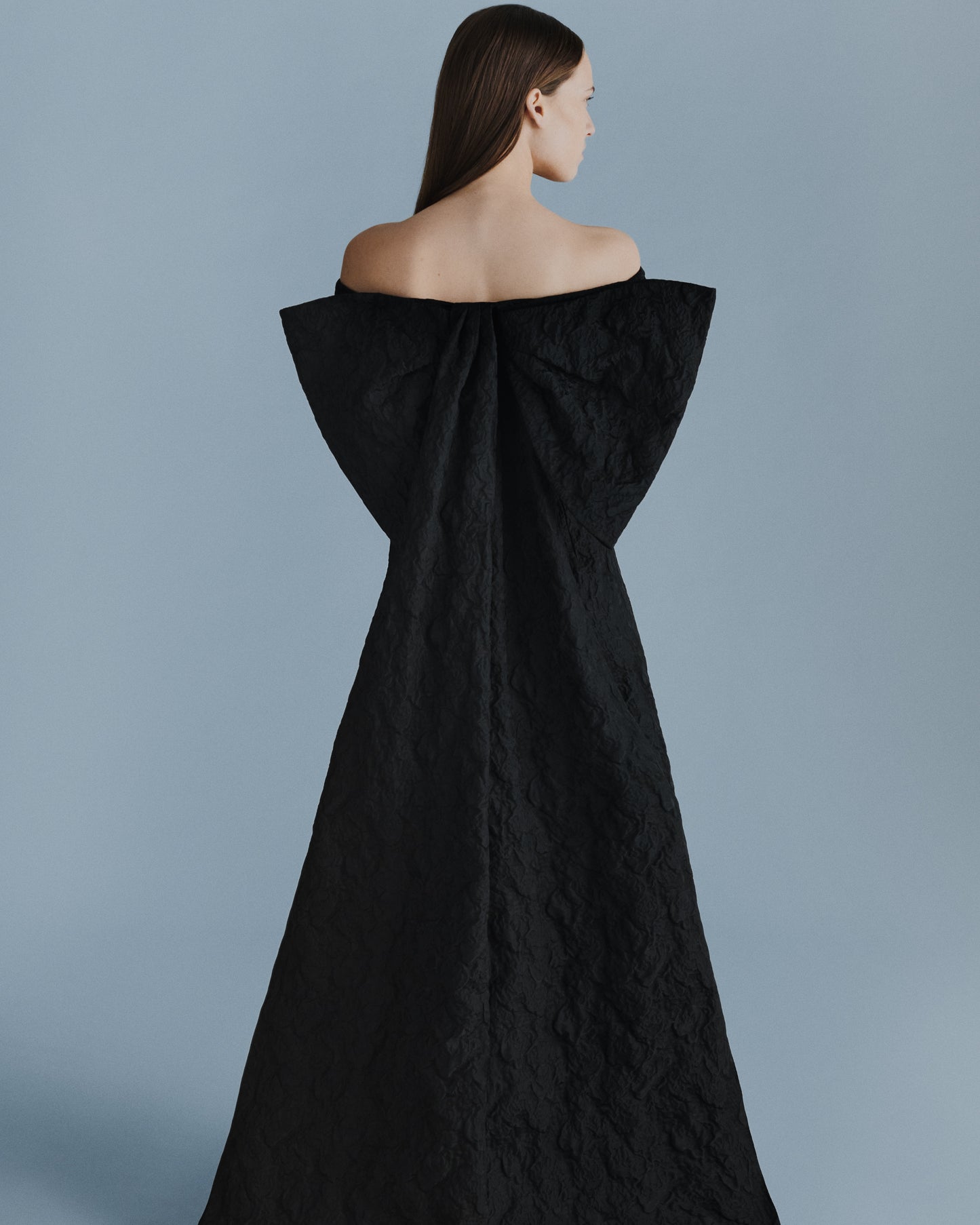 Embellished Jacquard Off-The-Shoulder Gown
