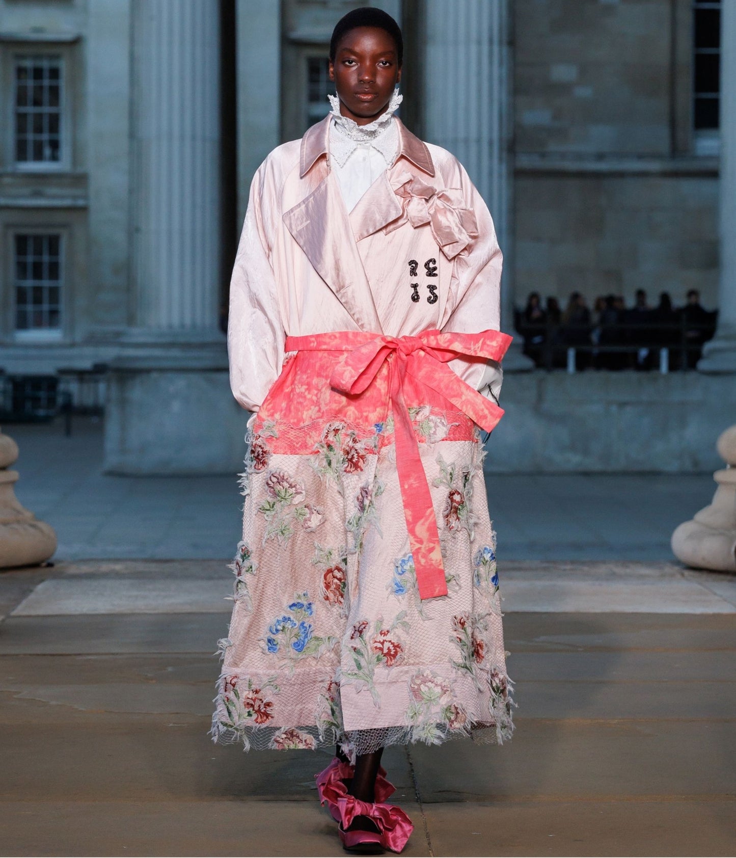 Embellished Textured Satin Trench Coat