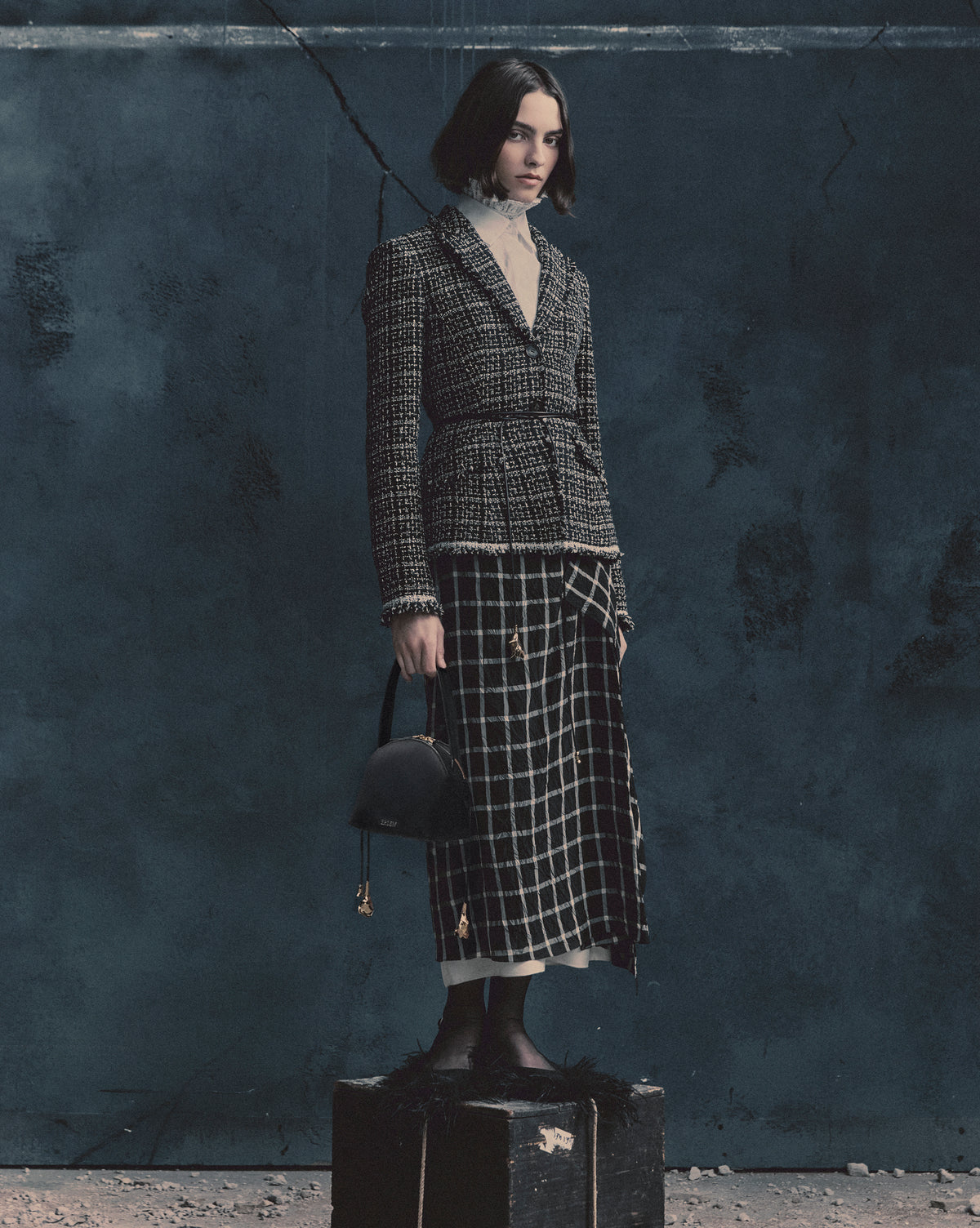 Tweed Fitted Single Breasted Blazer