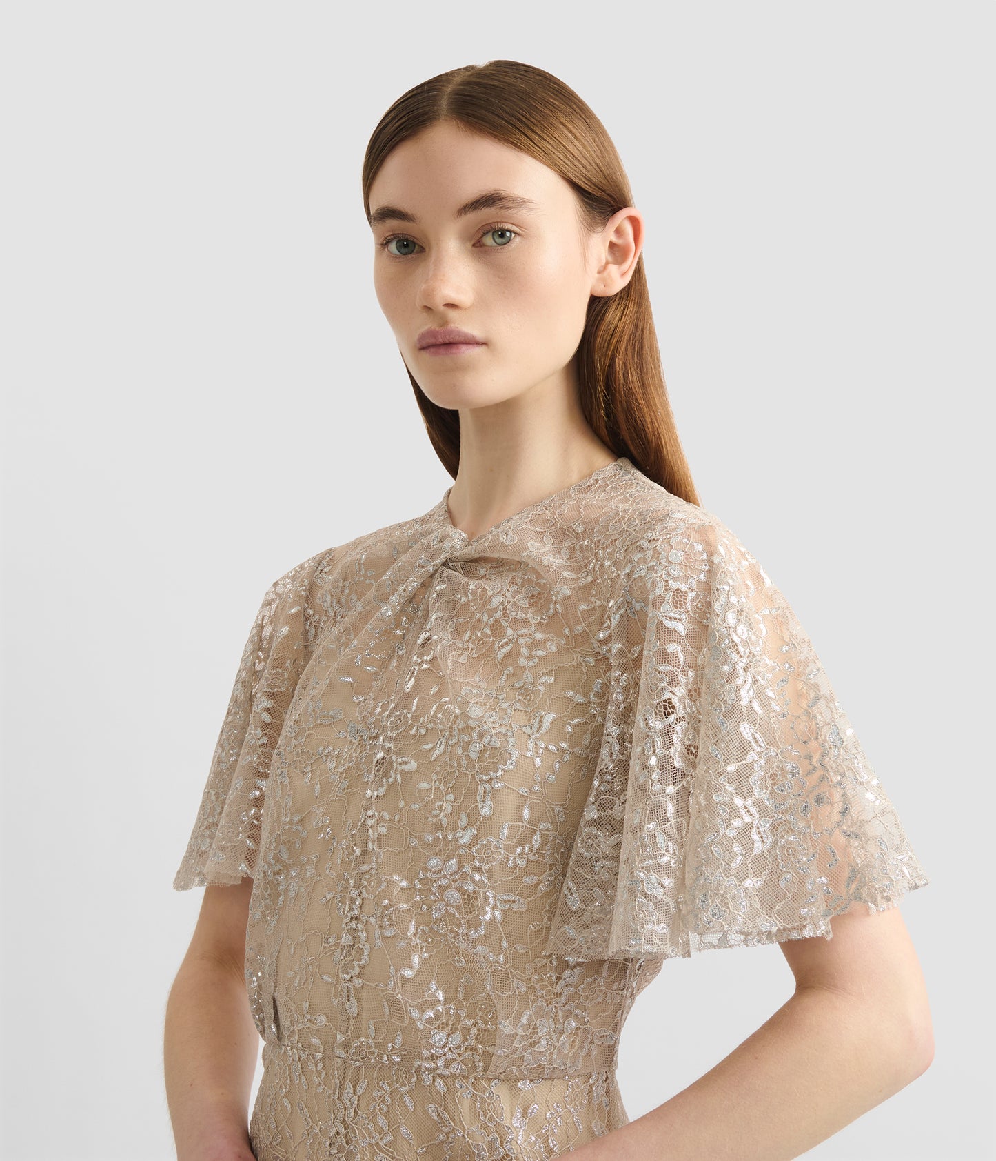Metallic Lace Midi Dress