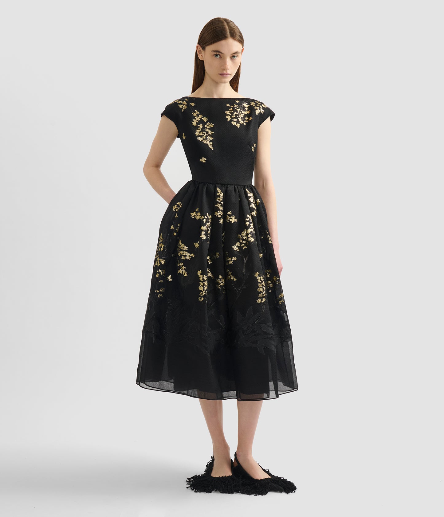 Organza Fil Coupé Midi Dress