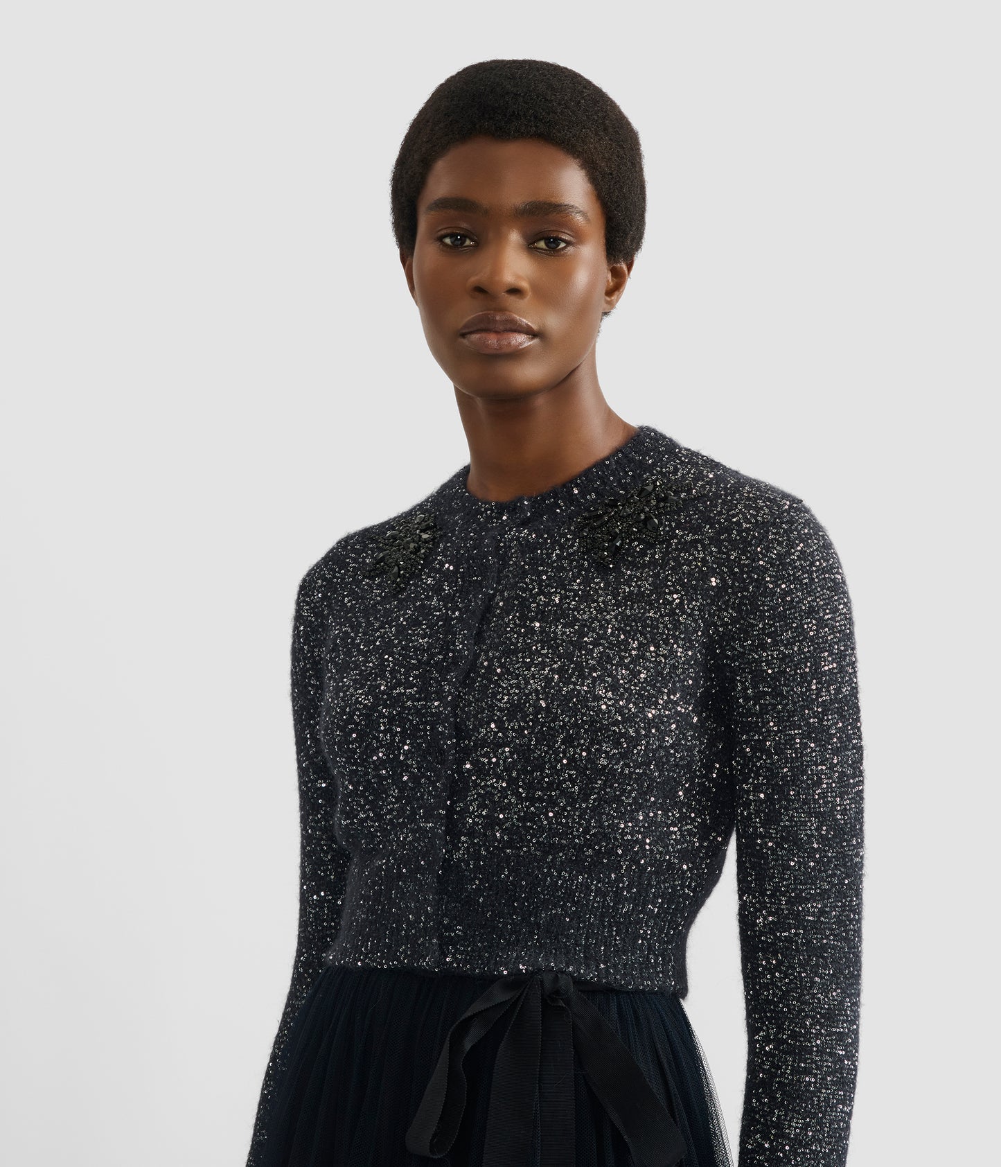 Embellished Sequin Cropped Cardigan