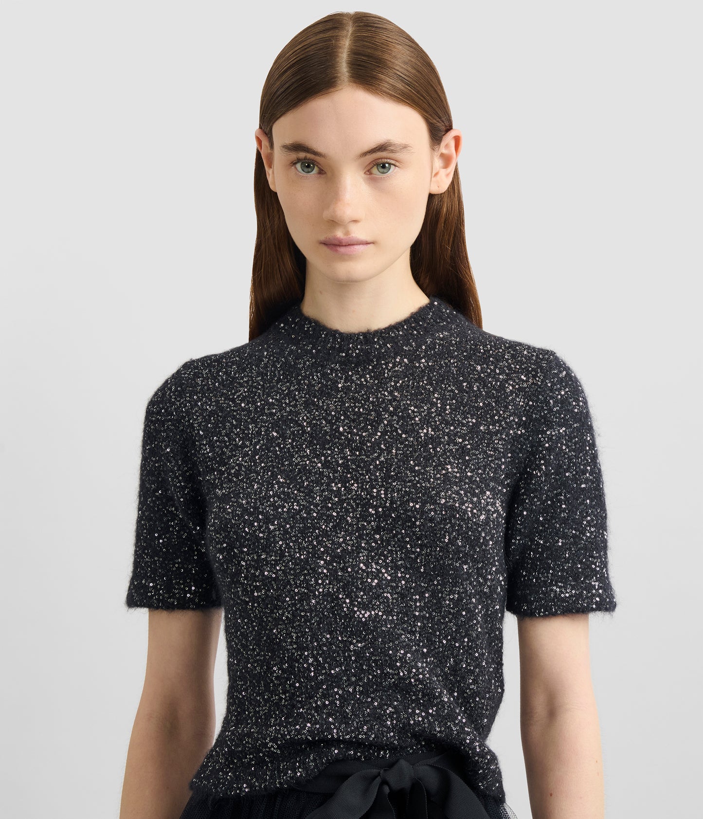 Sequin Short Sleeve Knit Top