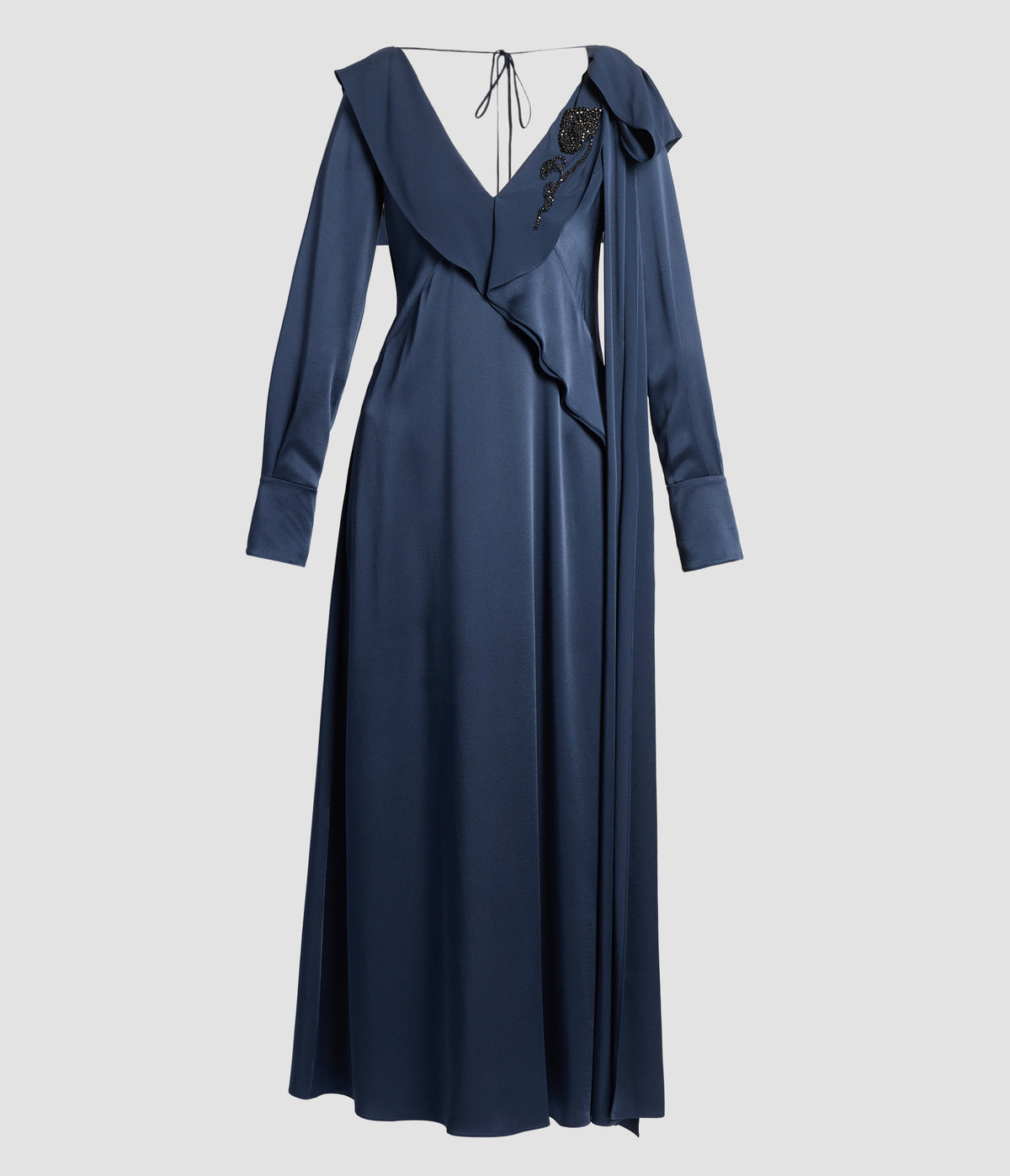Embellished Satin Midi Dress