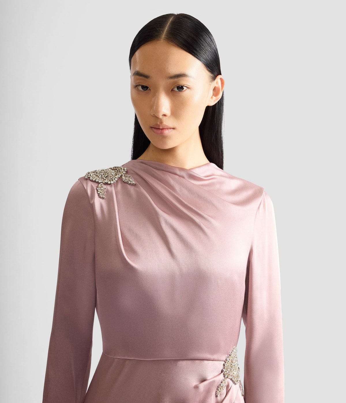 Long Sleeve Draped Gown