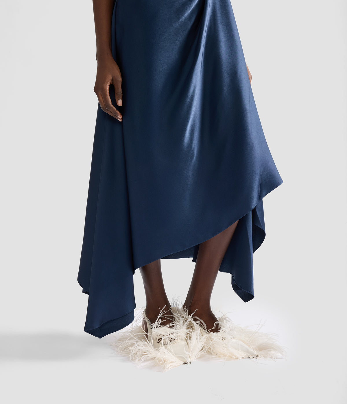 Satin Draped Midi Skirt