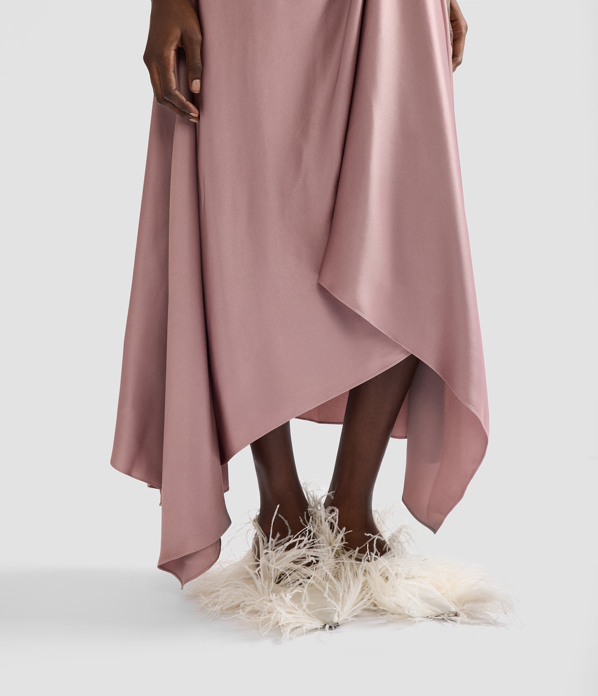 Satin Draped Midi Skirt