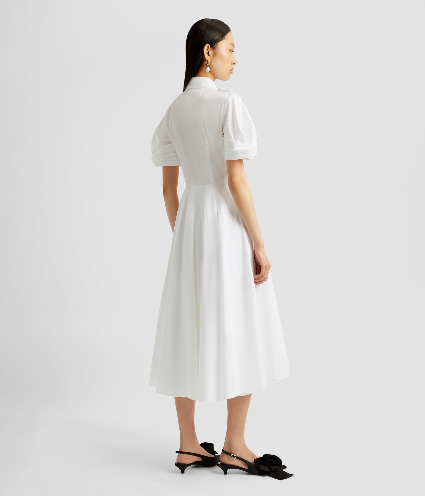 Short Sleeve Midi Shirt Dress With Rosettes