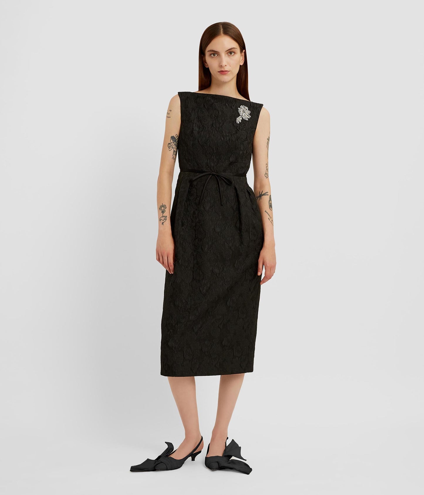 Embellished Jacquard Midi Dress