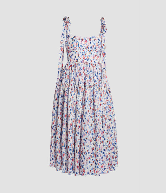 Floral Print Shoulder Strap Midi Dress