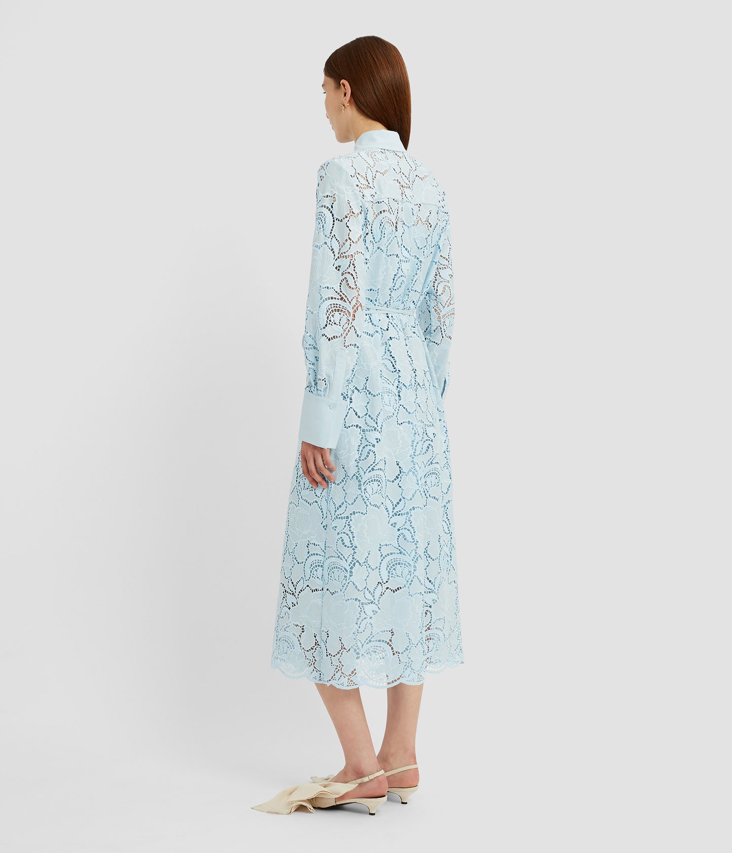 Floral Cutwork Tie-Waist Shirt Dress