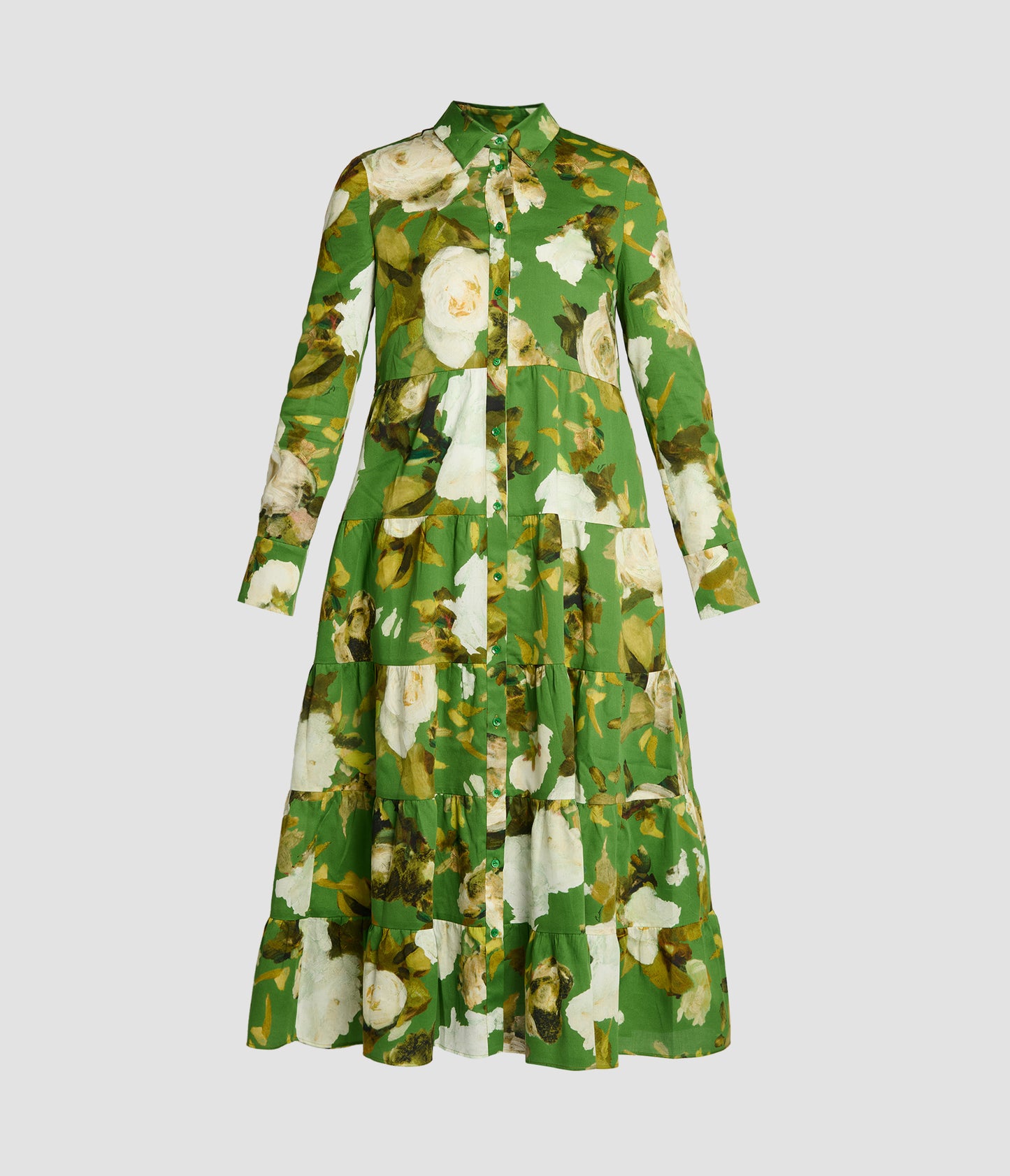 Floral Print Tiered Shirt Dress