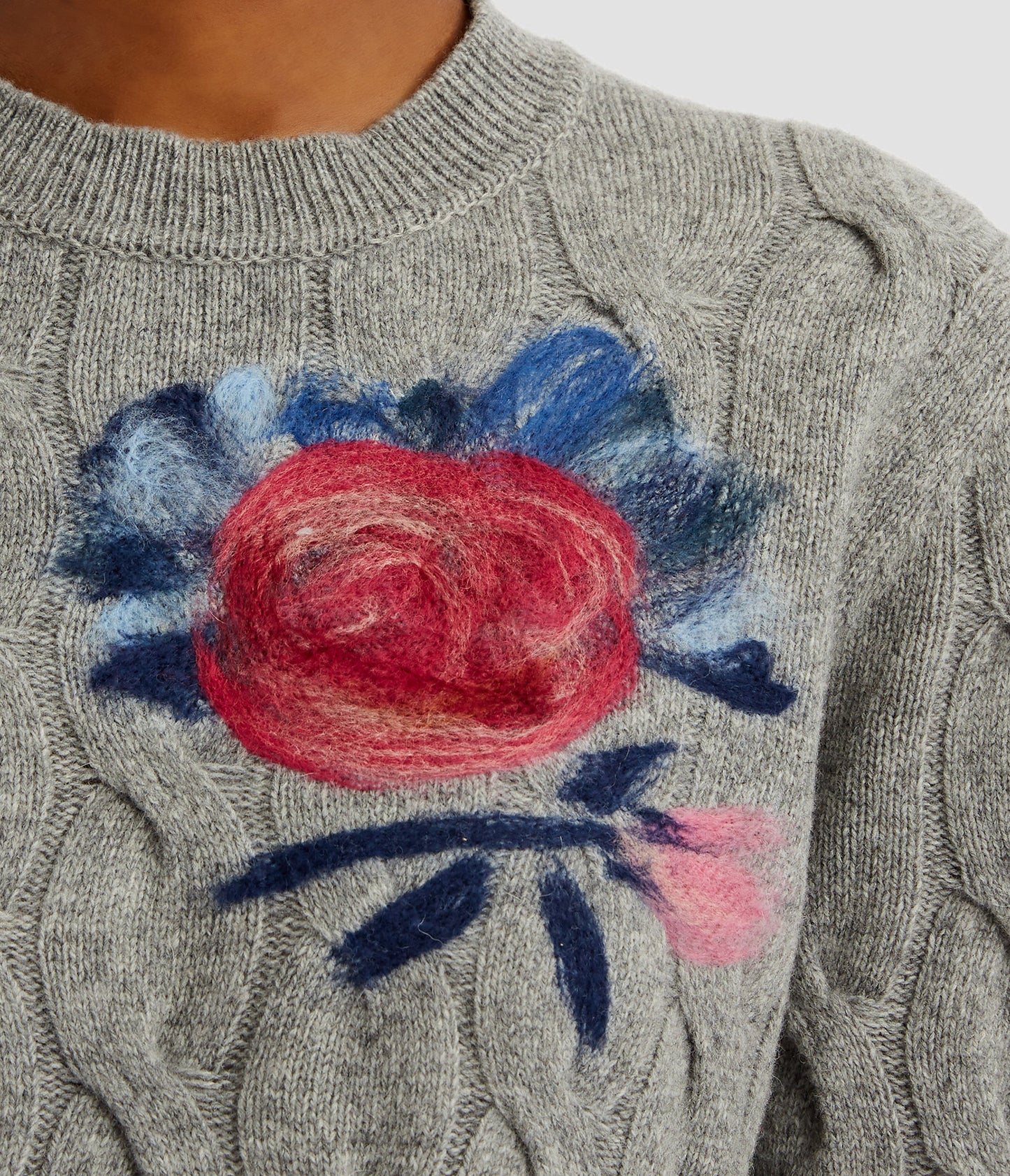 Floral Detail Cable Knit Jumper