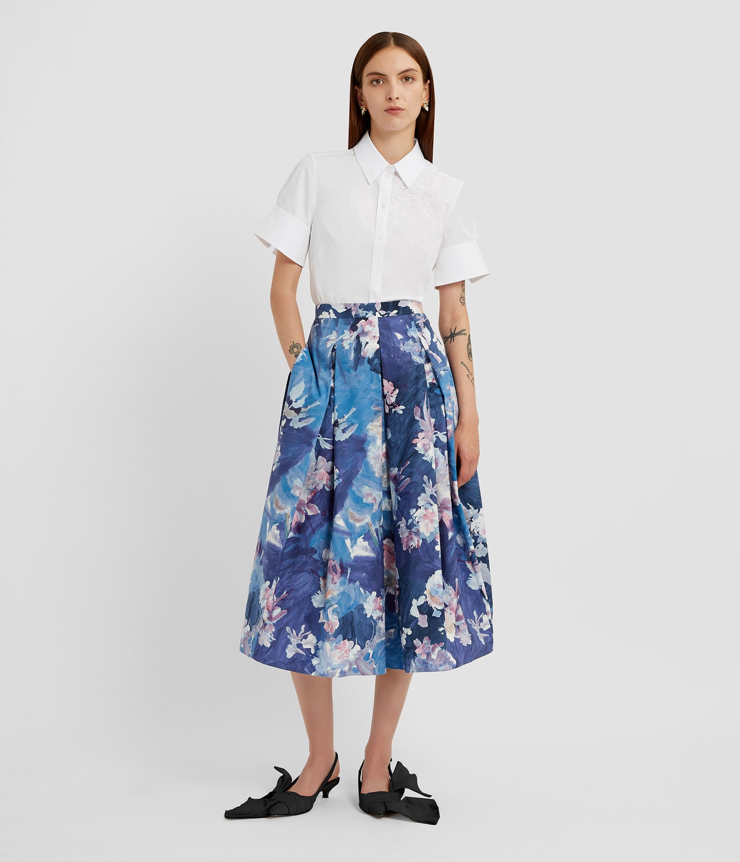 Floral Print Full Midi Skirt
