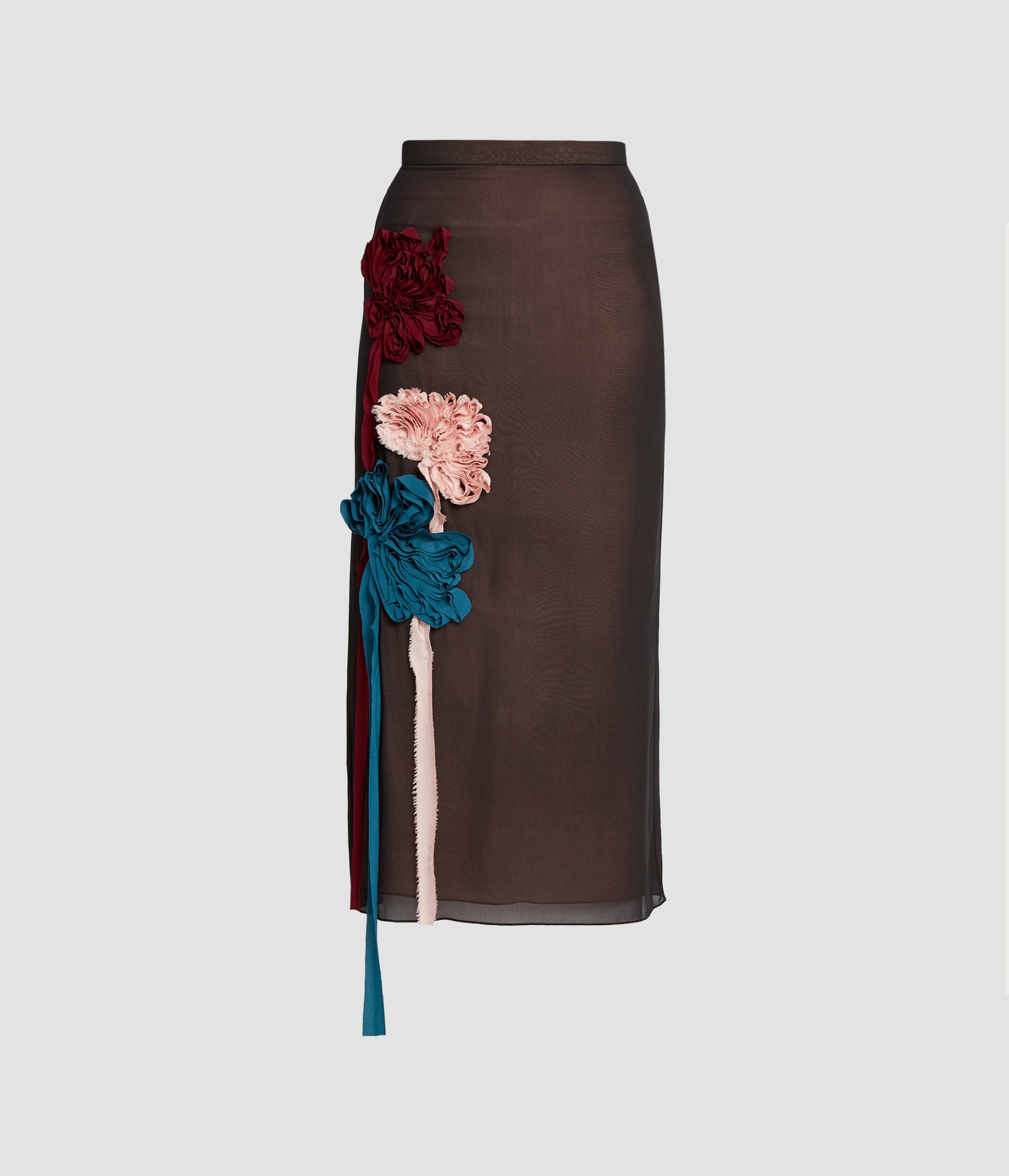 Floral Appliqué Silk Georgette Pencil Skirt – ERDEM