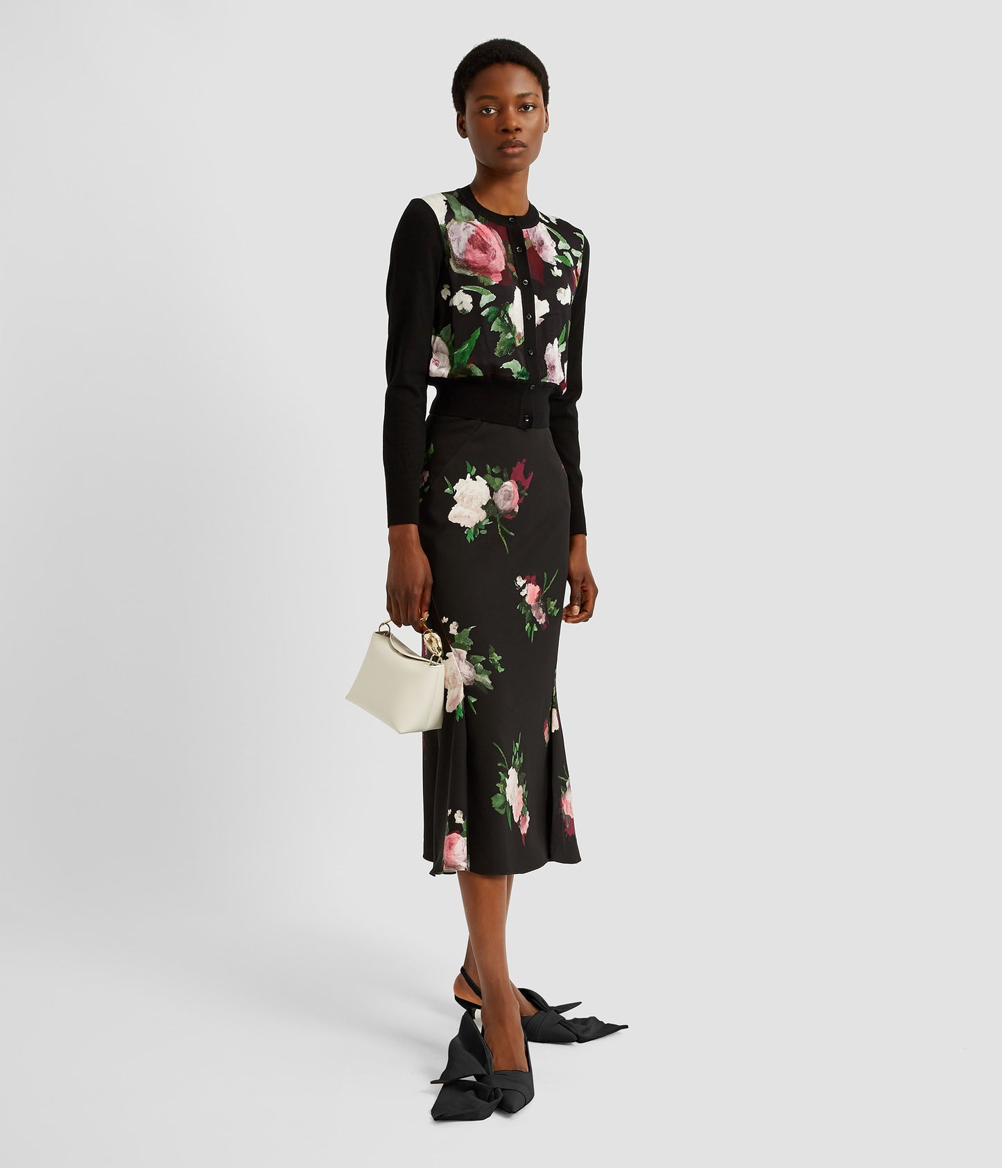 Floral Print A Line Midi Skirt