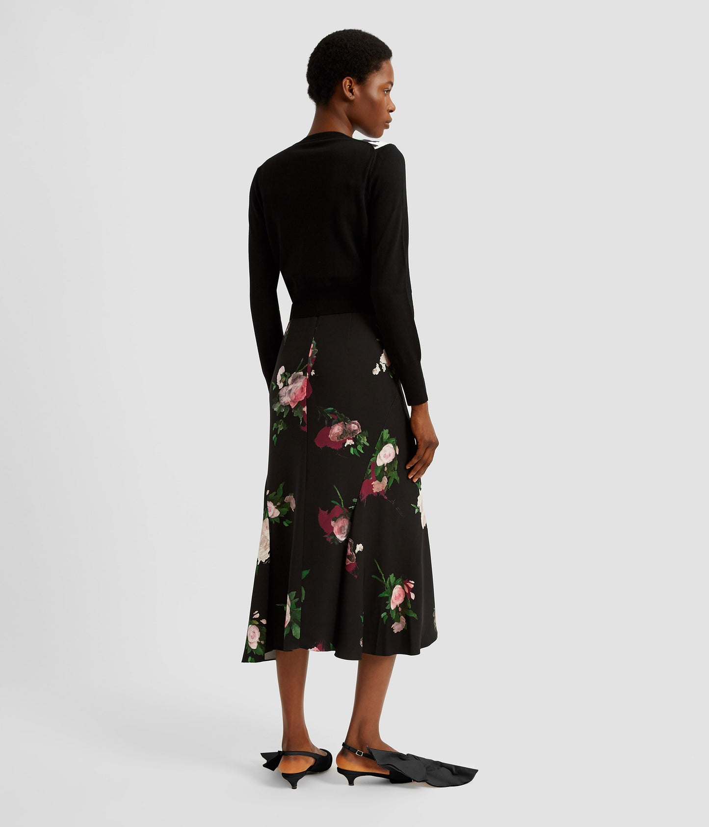 Floral Print A Line Midi Skirt
