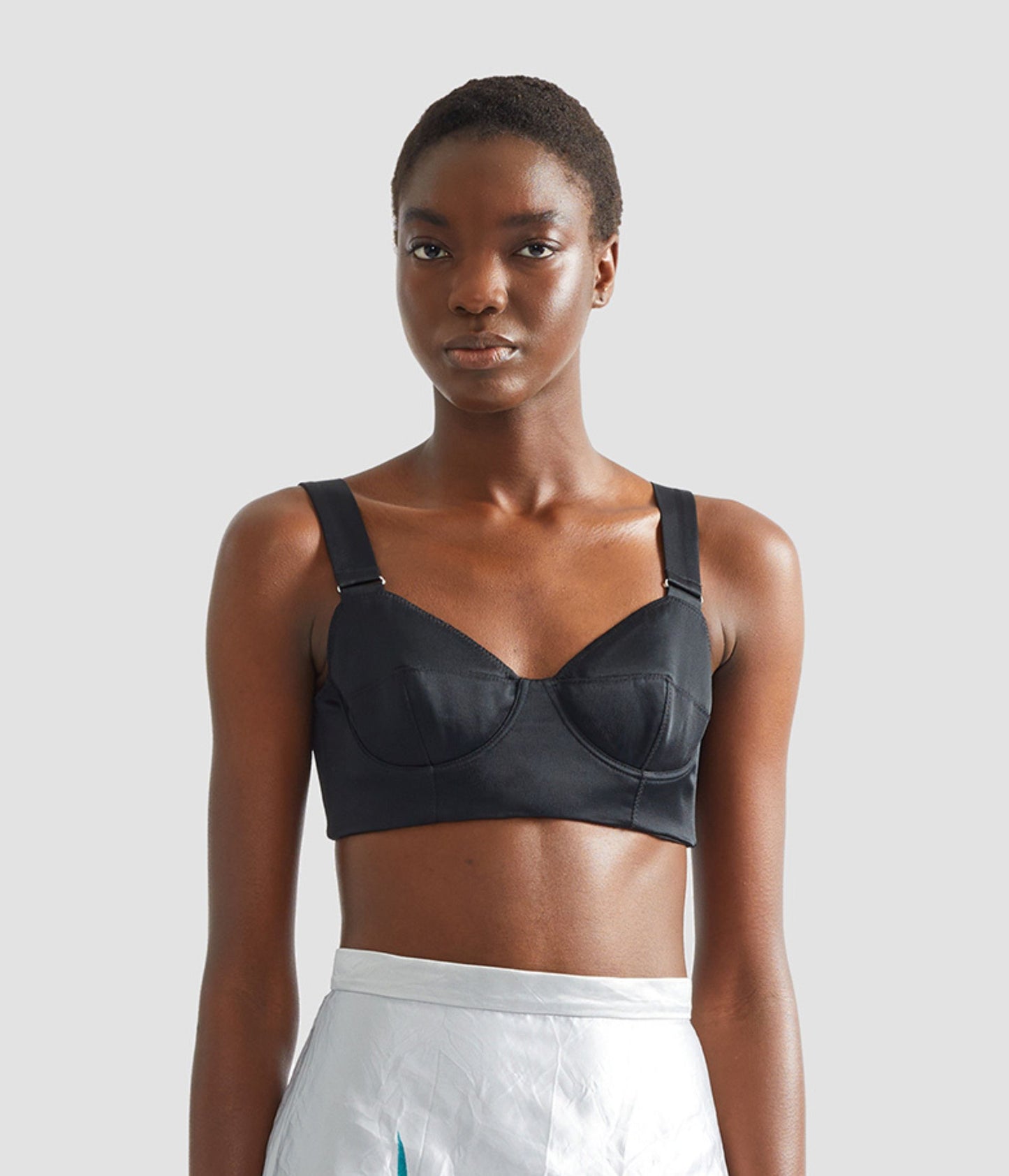 Crepe Black Satin Bralet