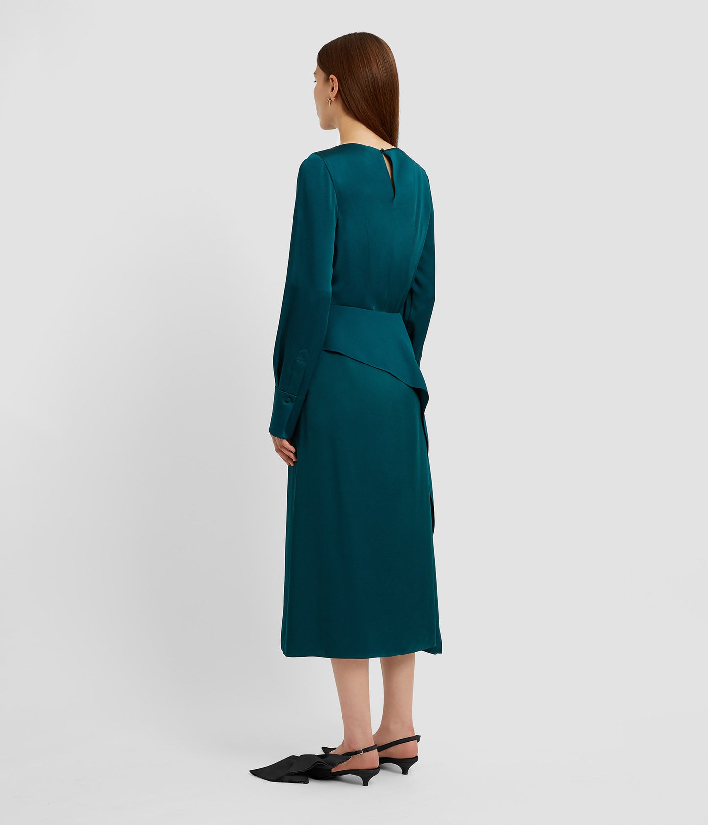 Draped Satin Cady Long Sleeve Blouse