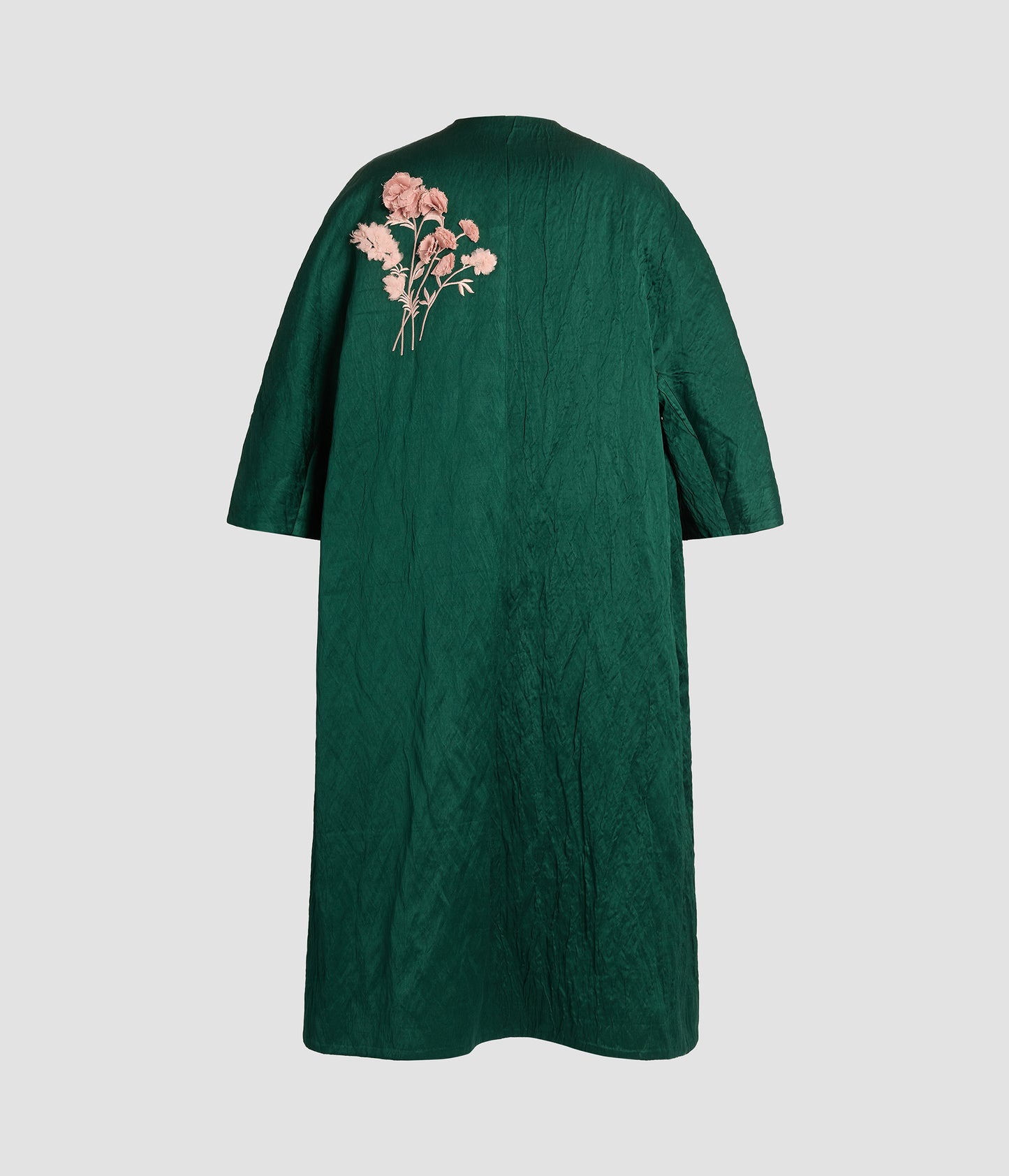 Embroidered Textured Satin Coat