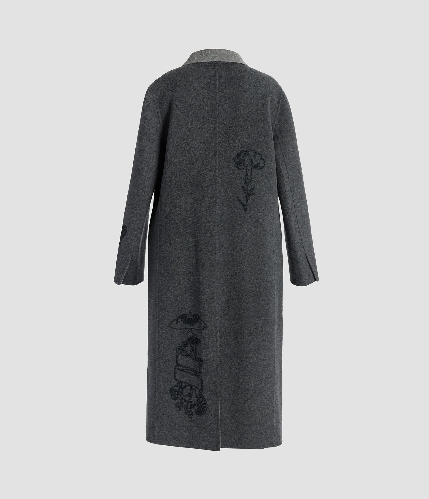 Embroidered Double Face Wool Tailored Coat