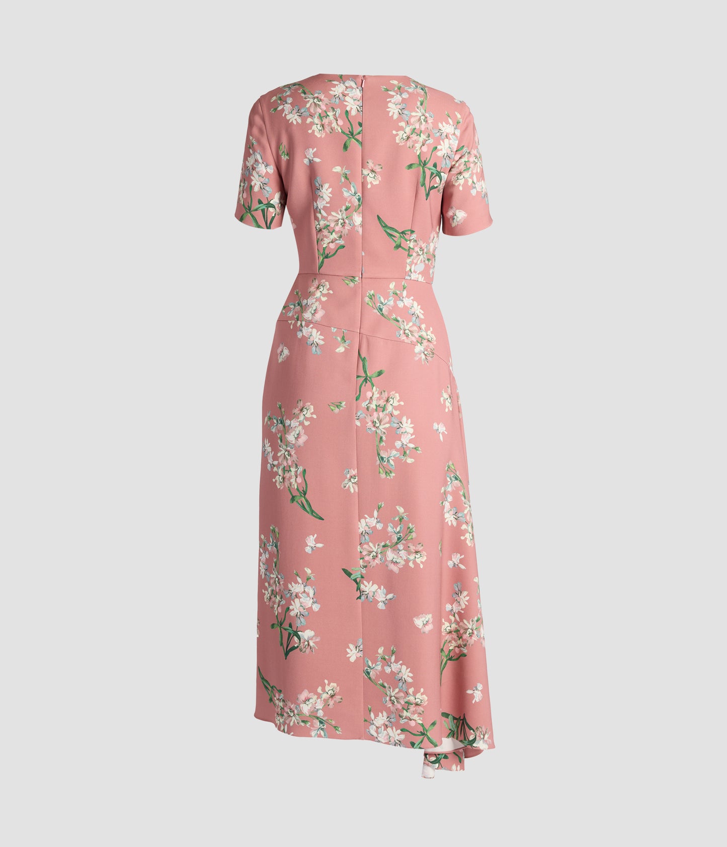 Floral Stretch Cady Draped Midi Dress