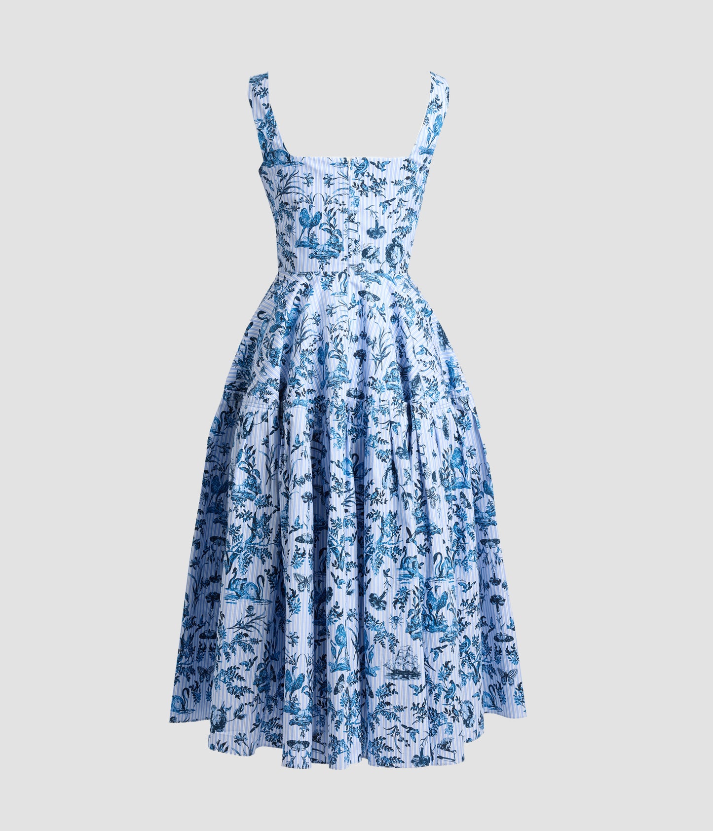 Printed Poplin Sleeveless Midi Dress