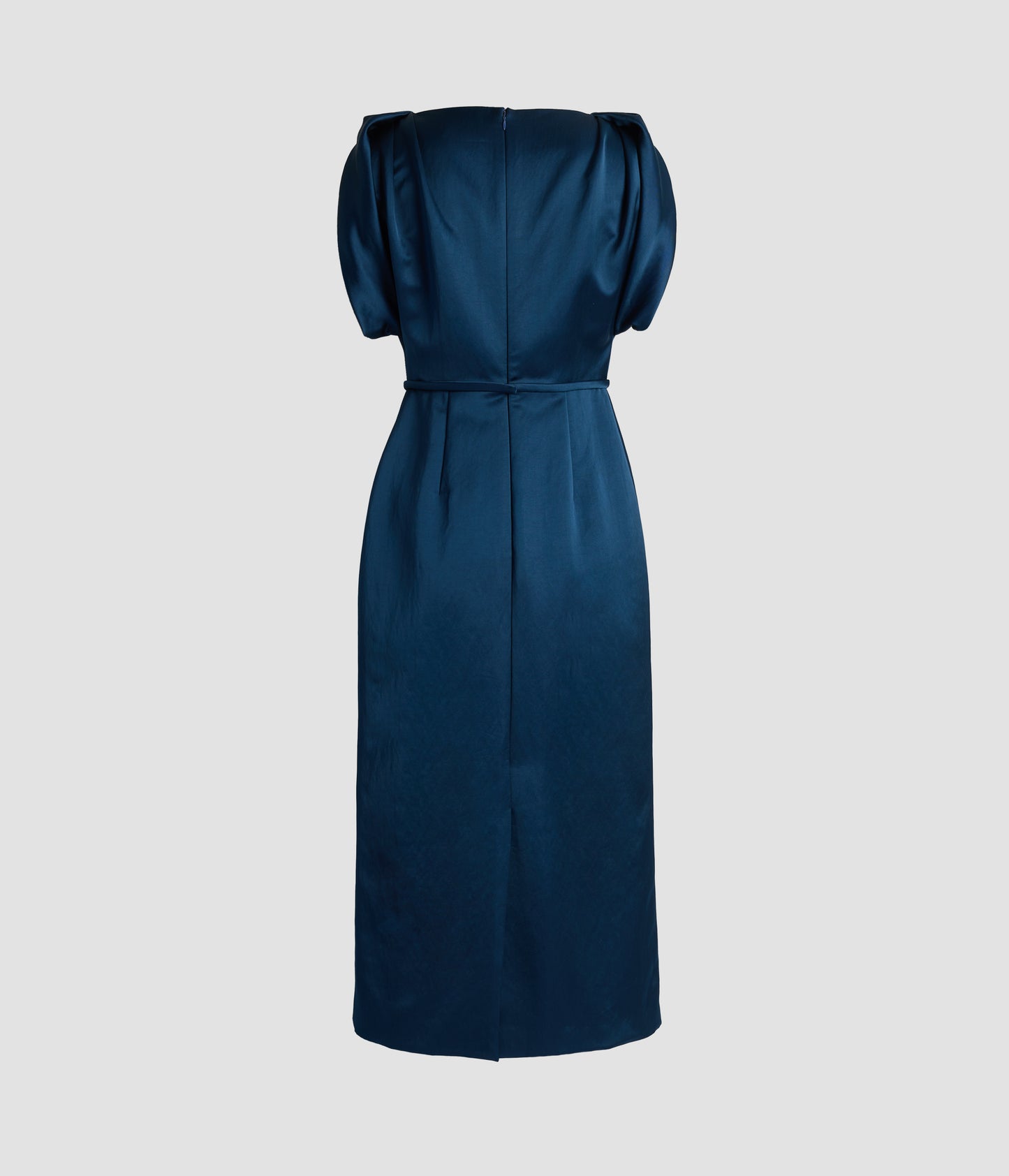 Embroidered Heavy Satin Short Sleeve Midi Dress