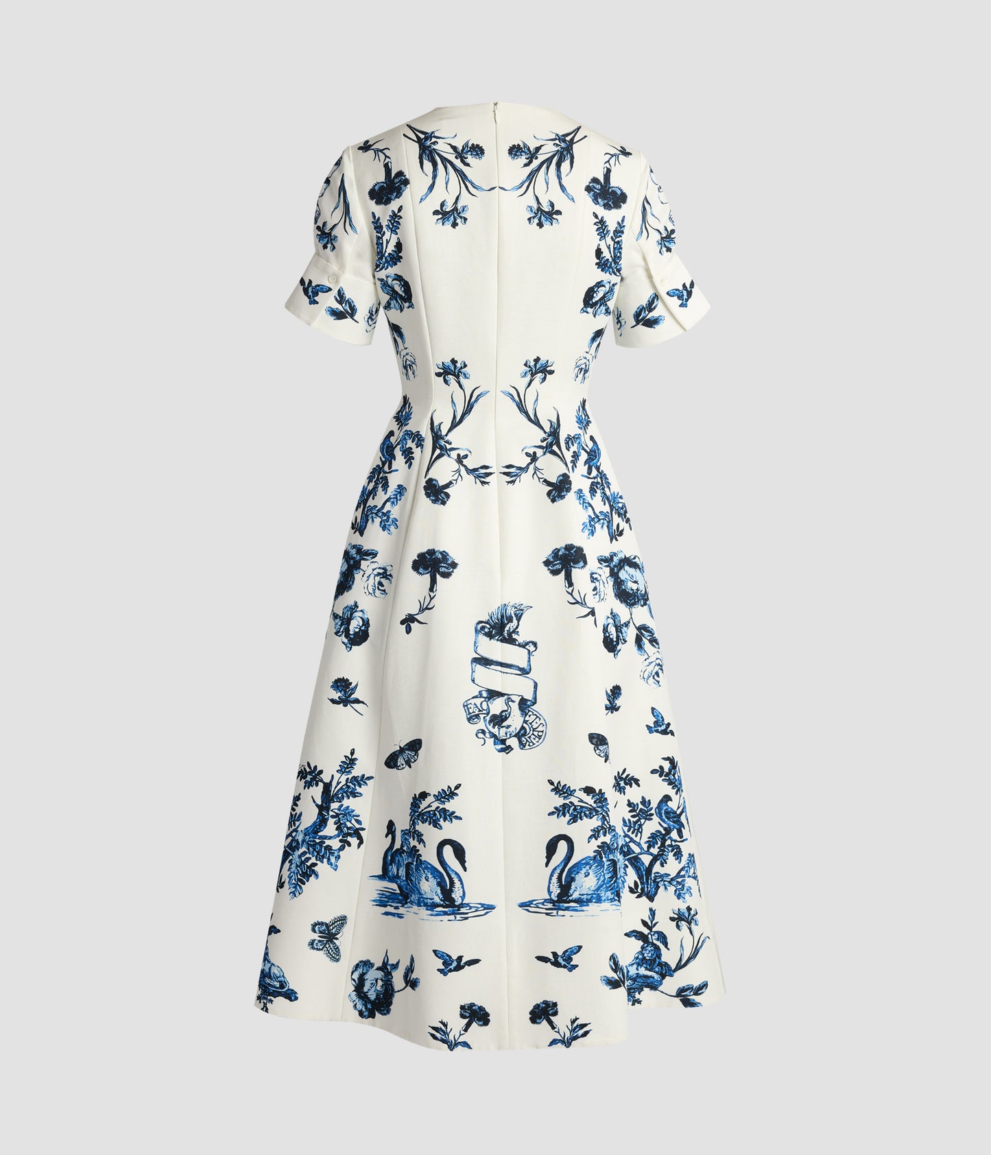 Floral Cotton Faille Short Sleeve Midi Dress